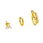 Pack de 3 aros argollas Lia plata 925 baño de oro 18k - Miniatura 1