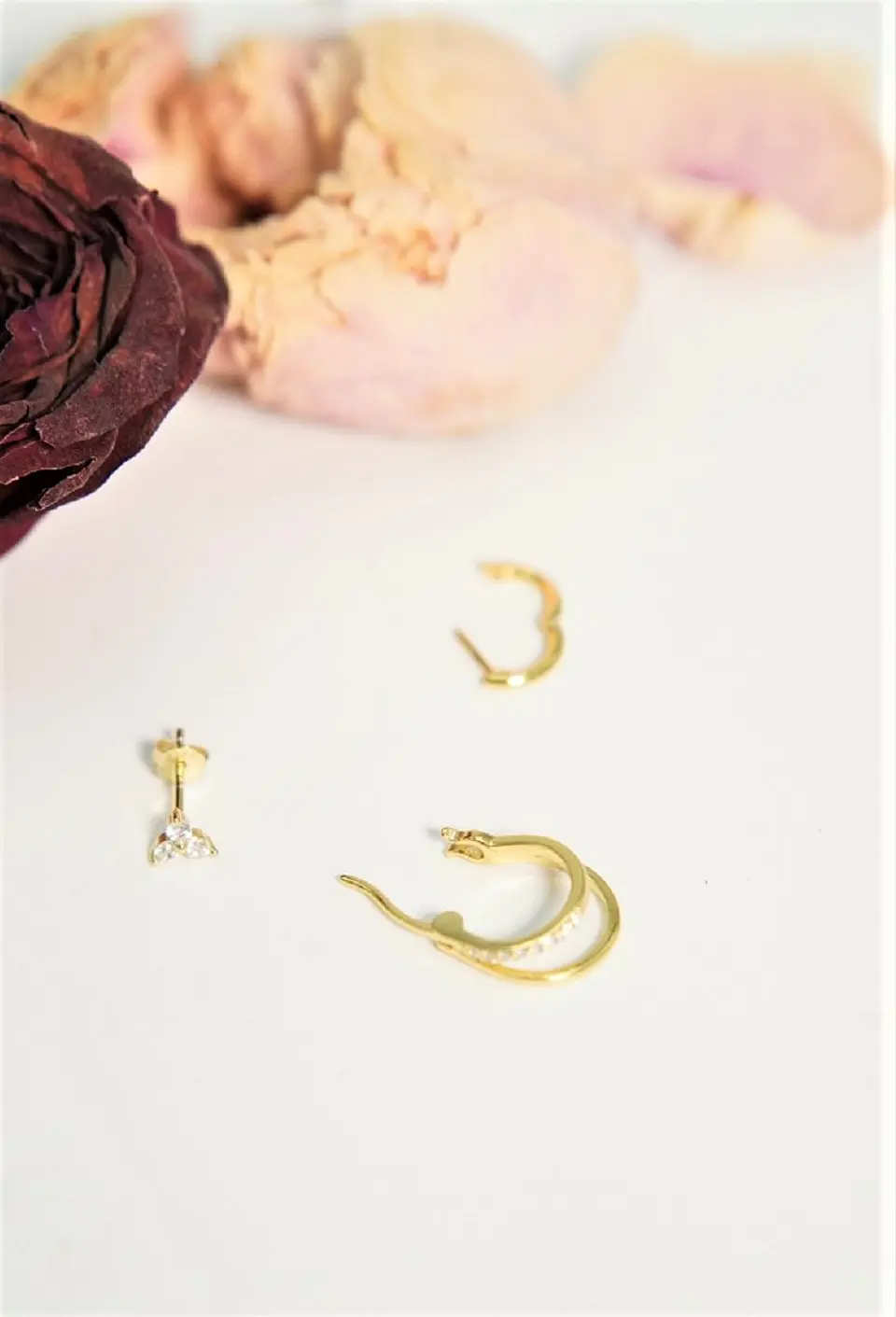 Pack de 3 aros argollas Lia plata 925 baño de oro 18k 10