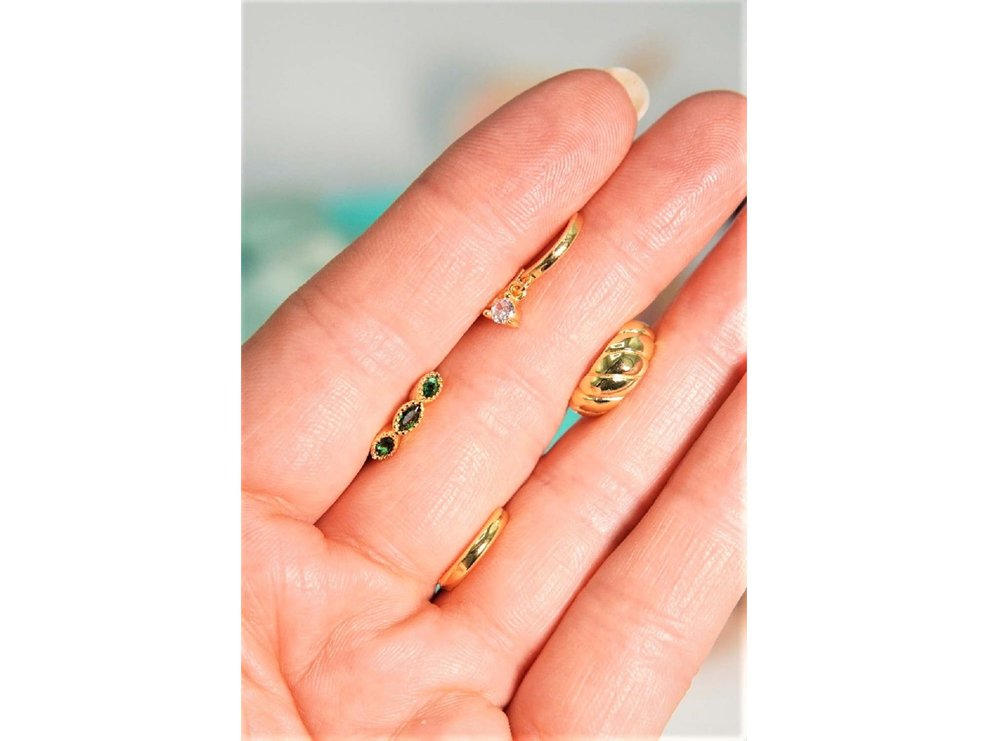 Pack de 4 aros Verona chapados en oro 18k 6