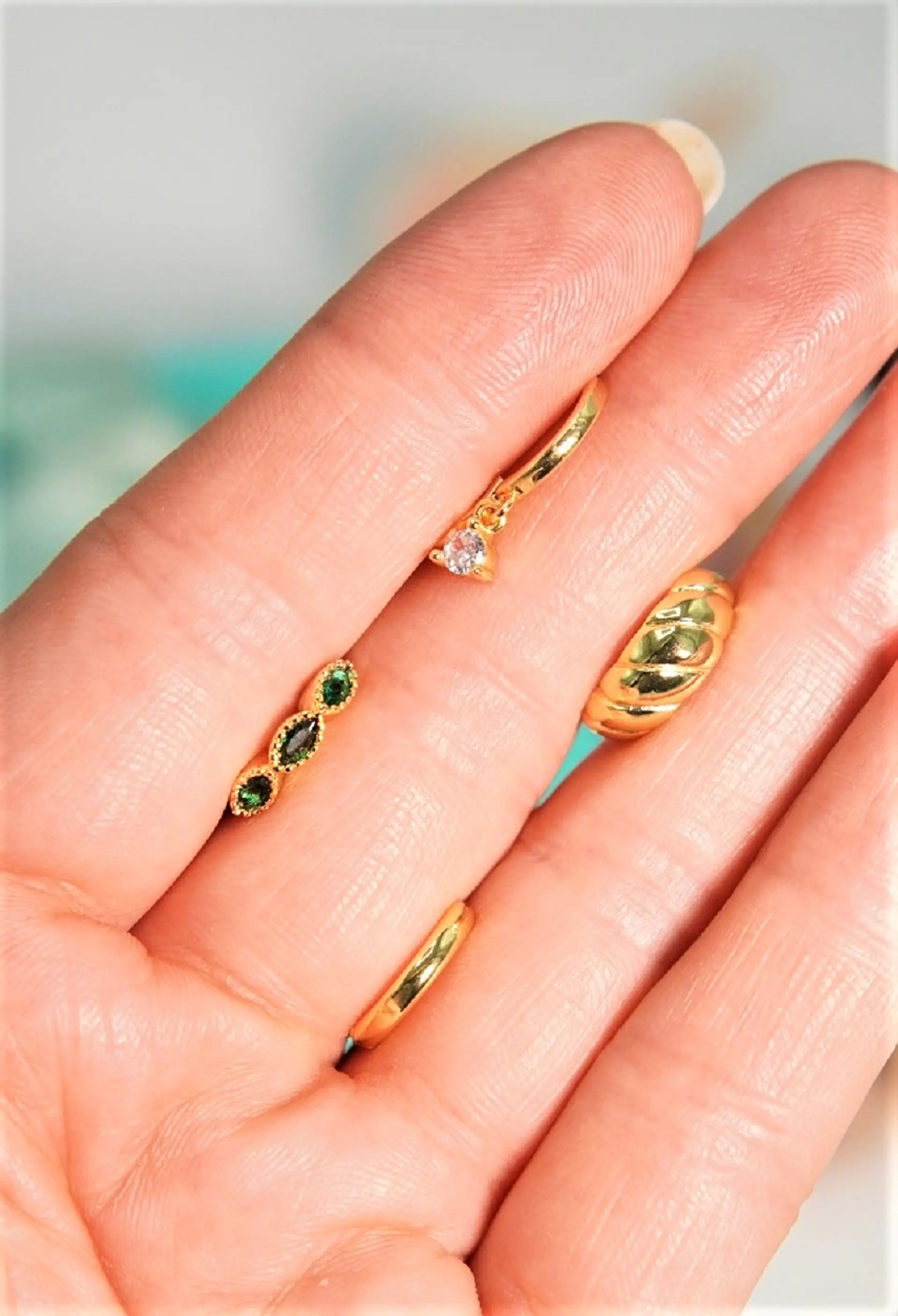 Pack de 4 aros Verona chapados en oro 18k 6