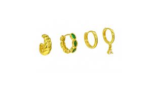 Pack de 4 aros Verona chapados en oro 18k