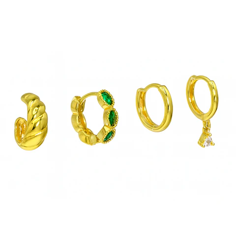Pack de 4 aros Verona chapados en oro 18k