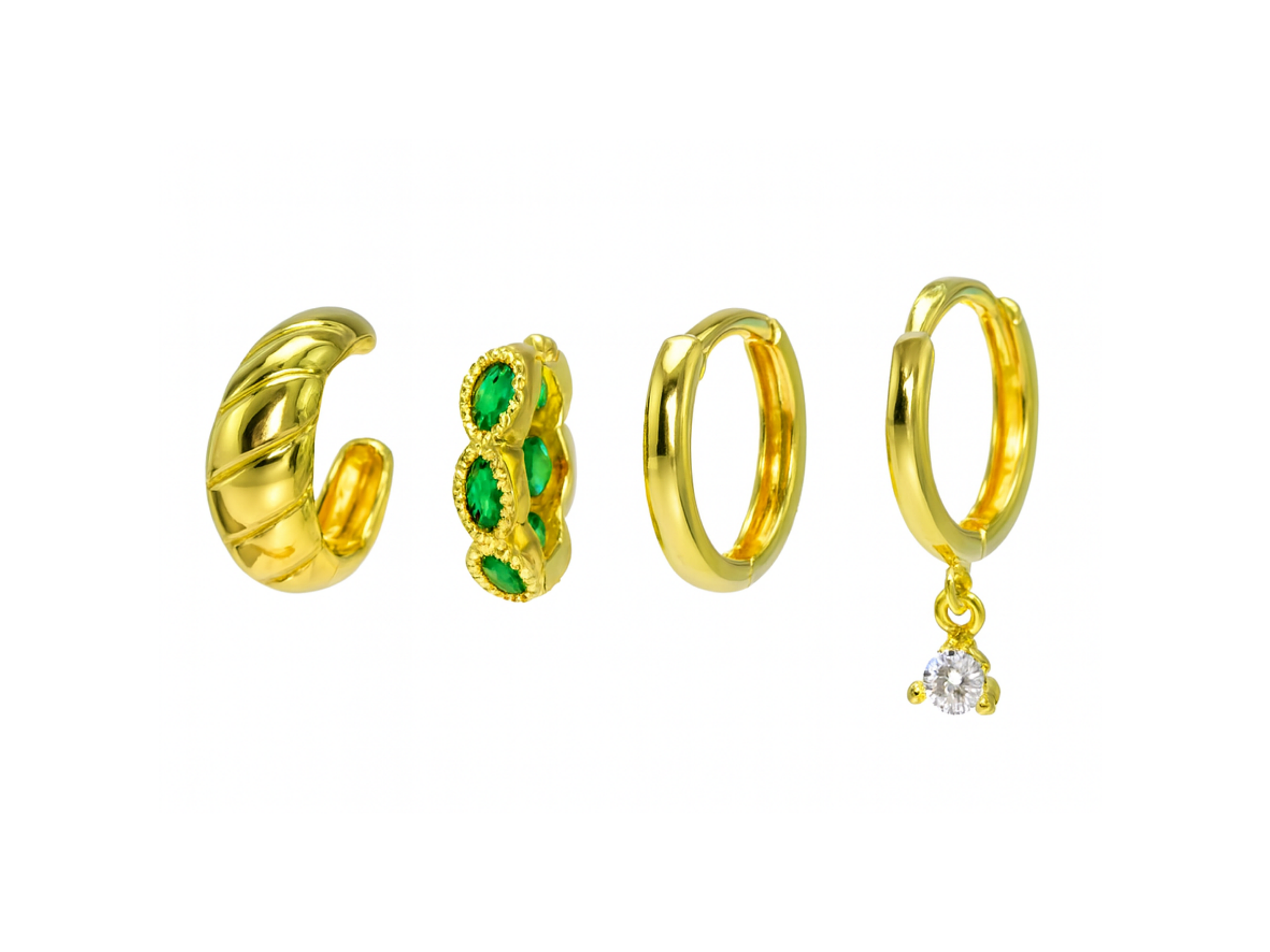 Pack de 4 aros Verona chapados en oro 18k 7
