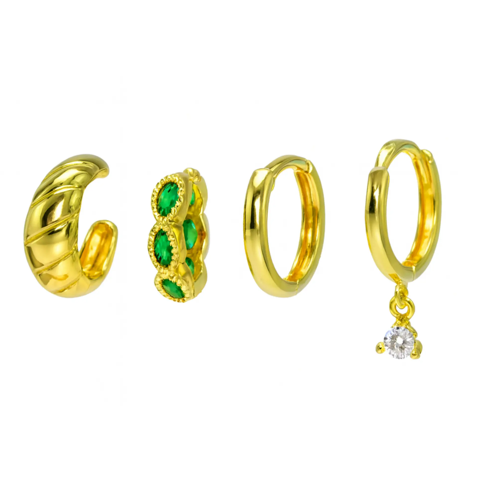 Pack de 4 aros Verona chapados en oro 18k 7