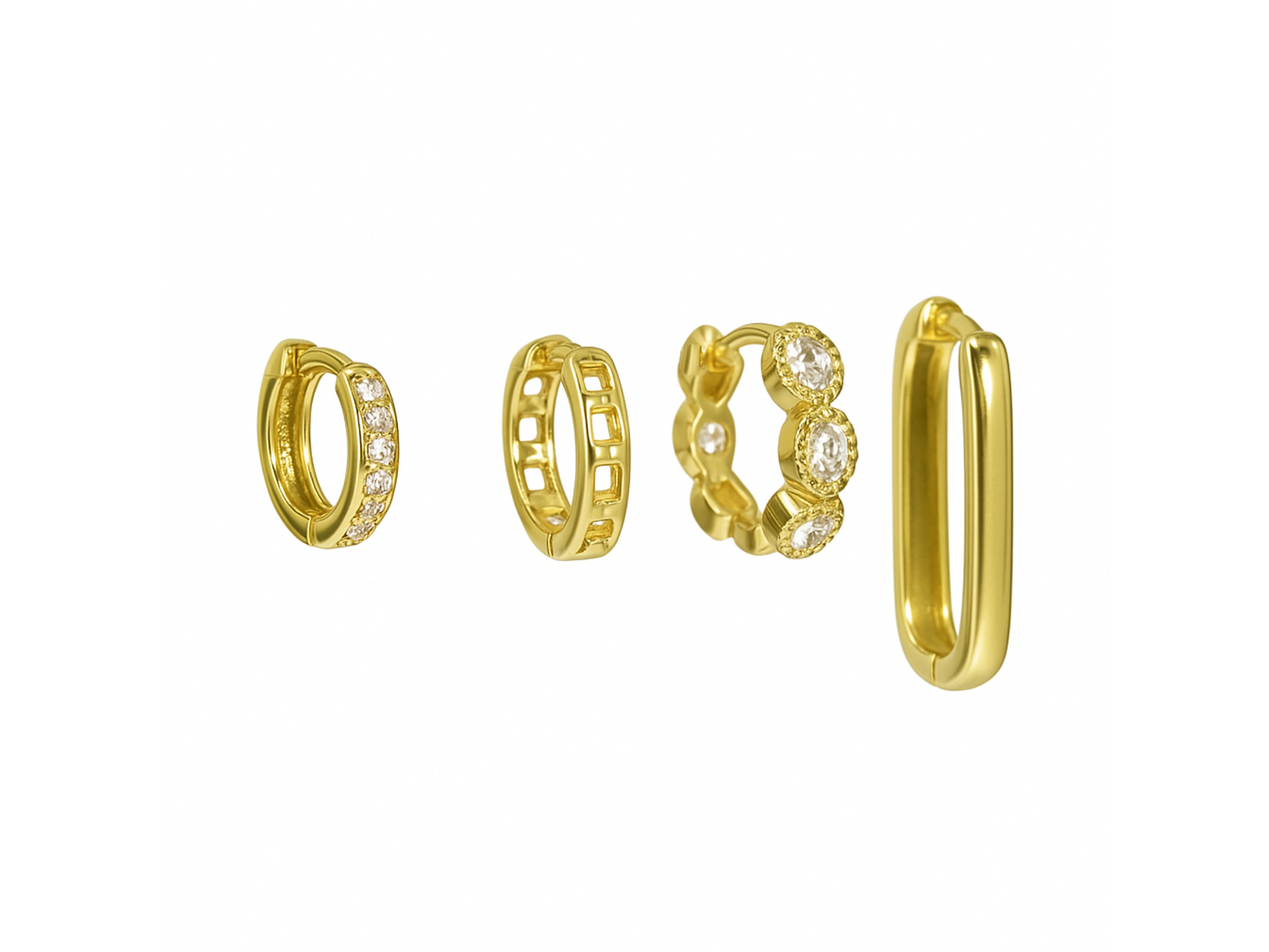 Pack de 4 argollas Gianna chapadas en oro 18k 1