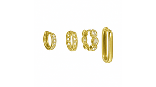 Pack de 4 argollas Gianna chapadas en oro 18k