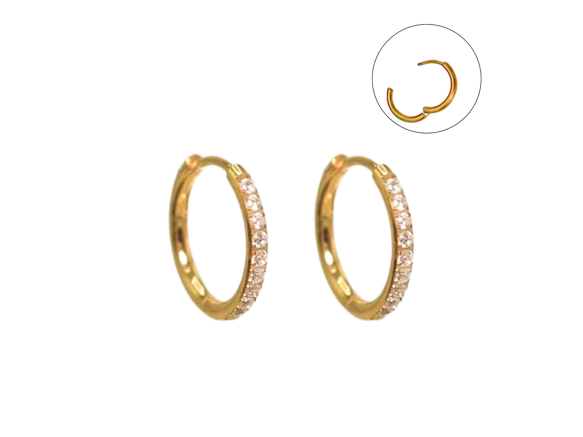 Argollas Aura shine 8mm zirconias Titanio Astm F136 Chapado En Oro 18k 1