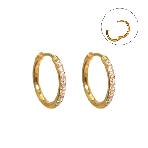 Argollas Aura shine 8mm zirconias Titanio Astm F136 Chapado En Oro 18k