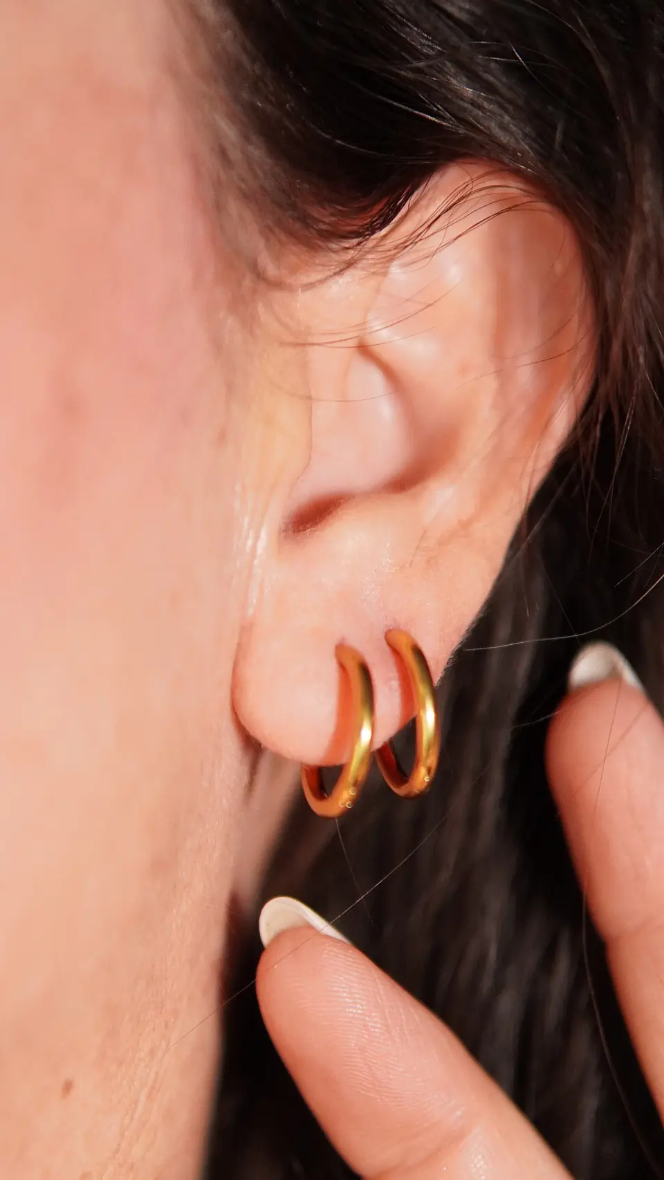 Argollas lisas Aura 12mm Titanio Astm F136 Chapado En Oro 18k 7