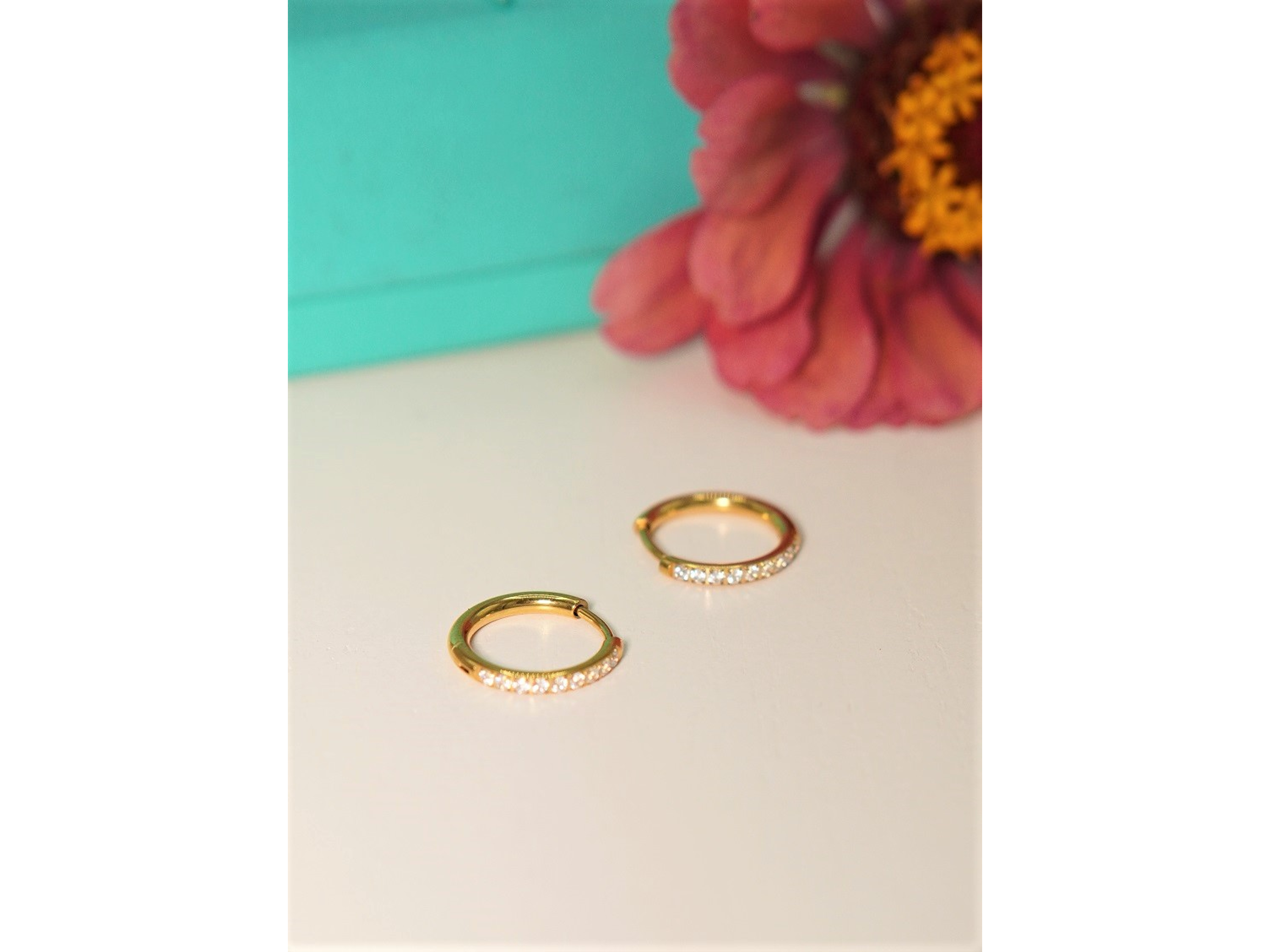 Argollas Aura Shine 12mm Titanio Astm F136 Chapado En Oro 18k 7