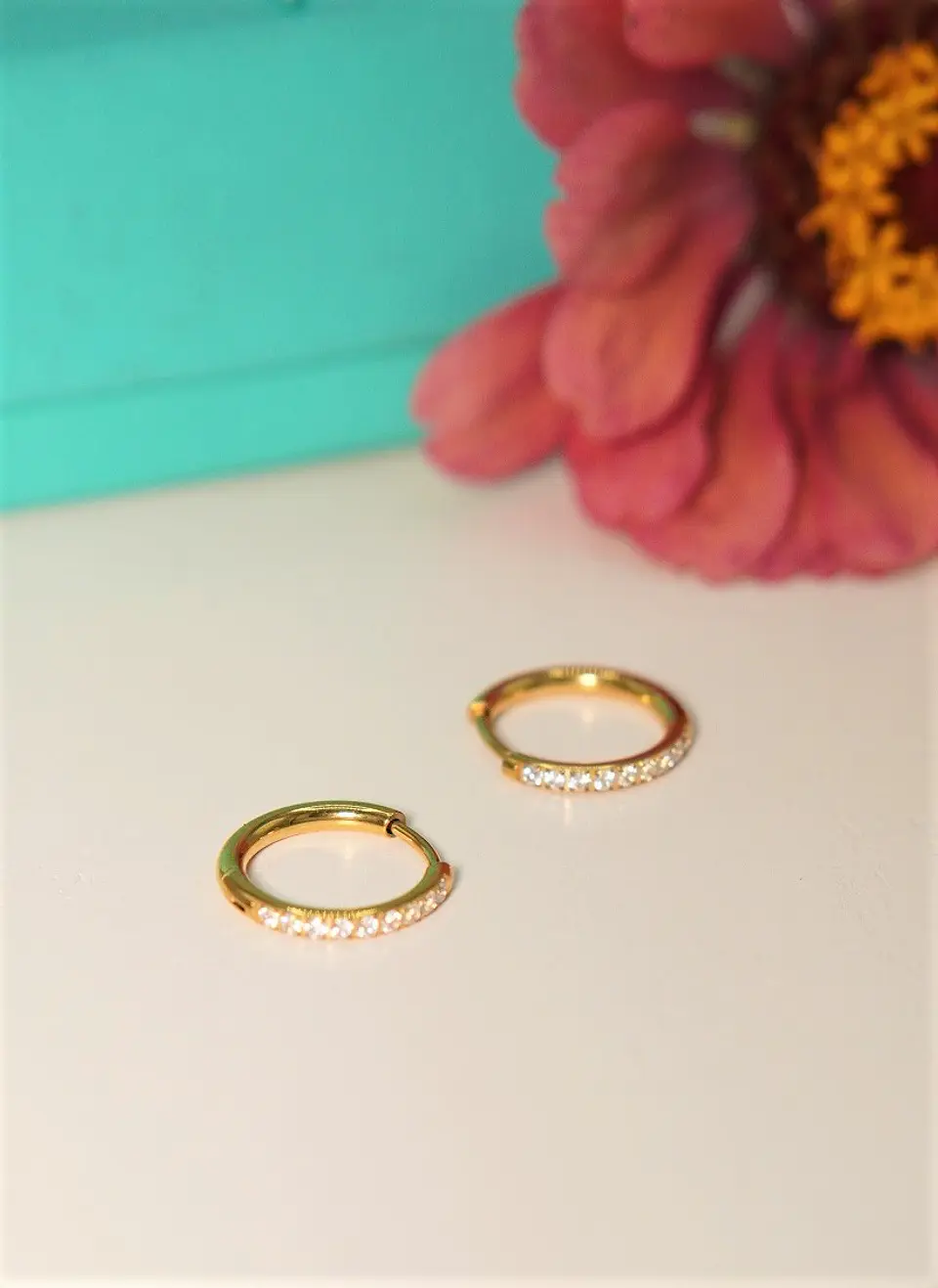 Argollas Aura Shine 12mm Titanio Astm F136 Chapado En Oro 18k 7