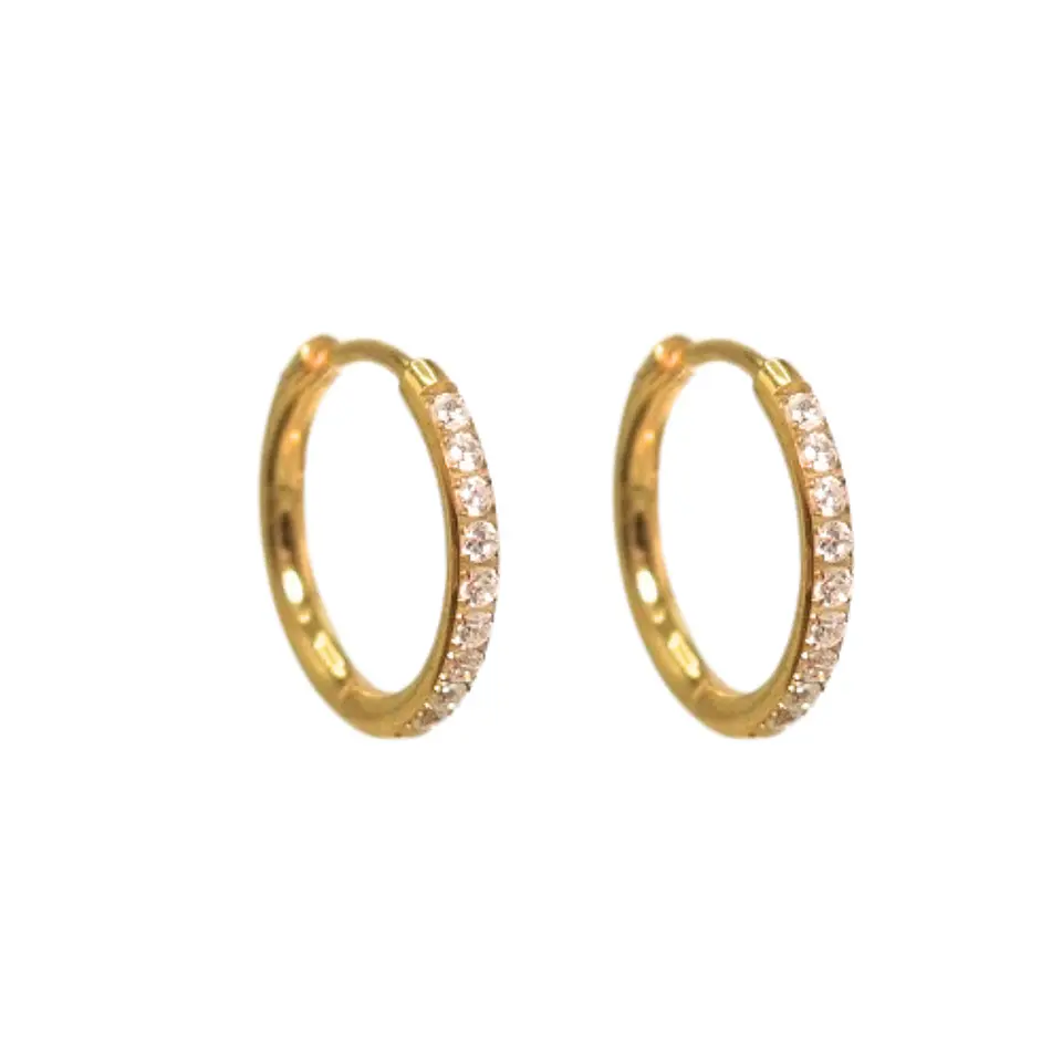 Argollas Aura Shine 10mm Titanio Astm F136 Chapado En Oro 18k 6