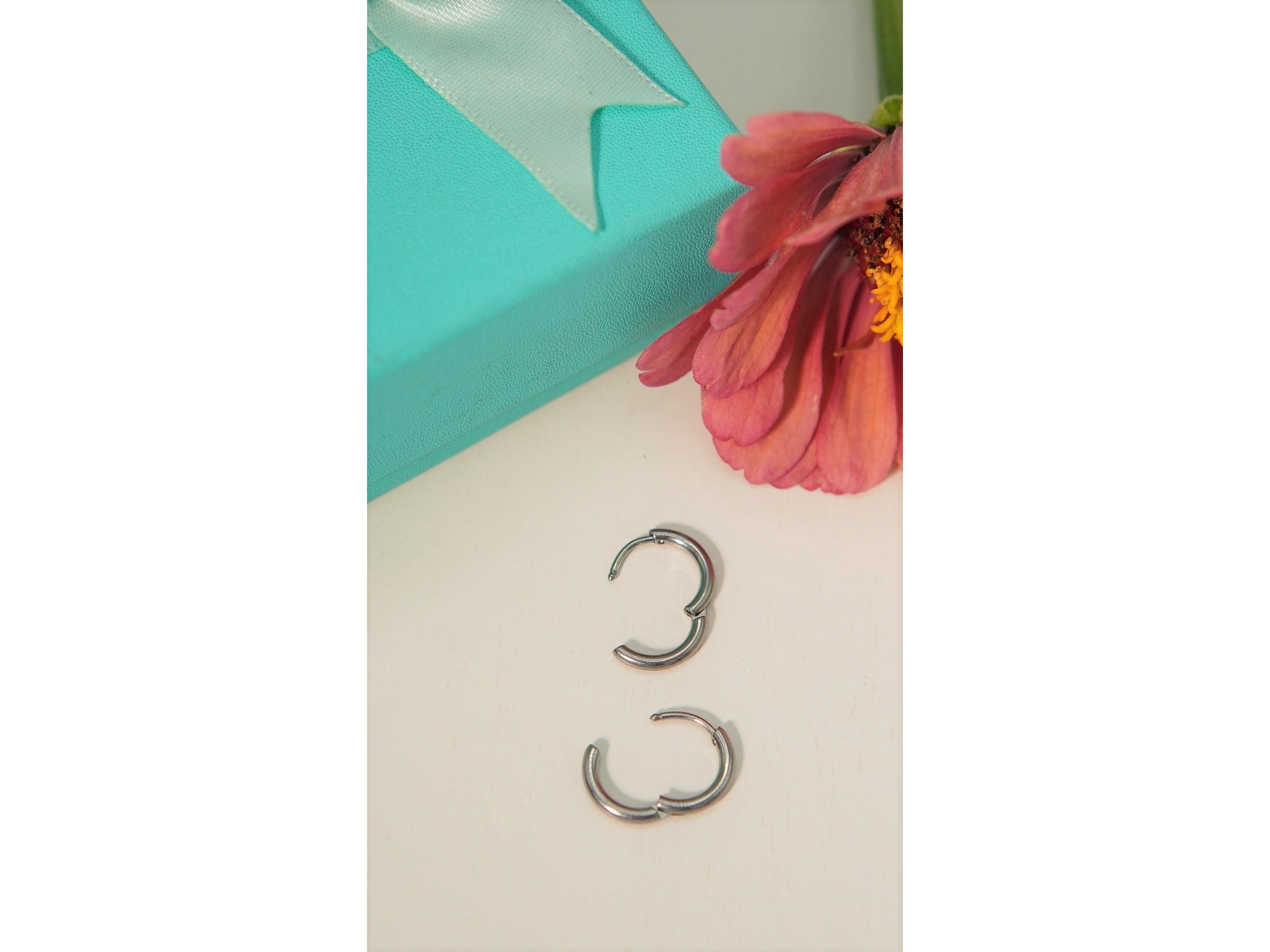 Argollas Aura Shine 10mm Titanio Astm F136 plateadas 5