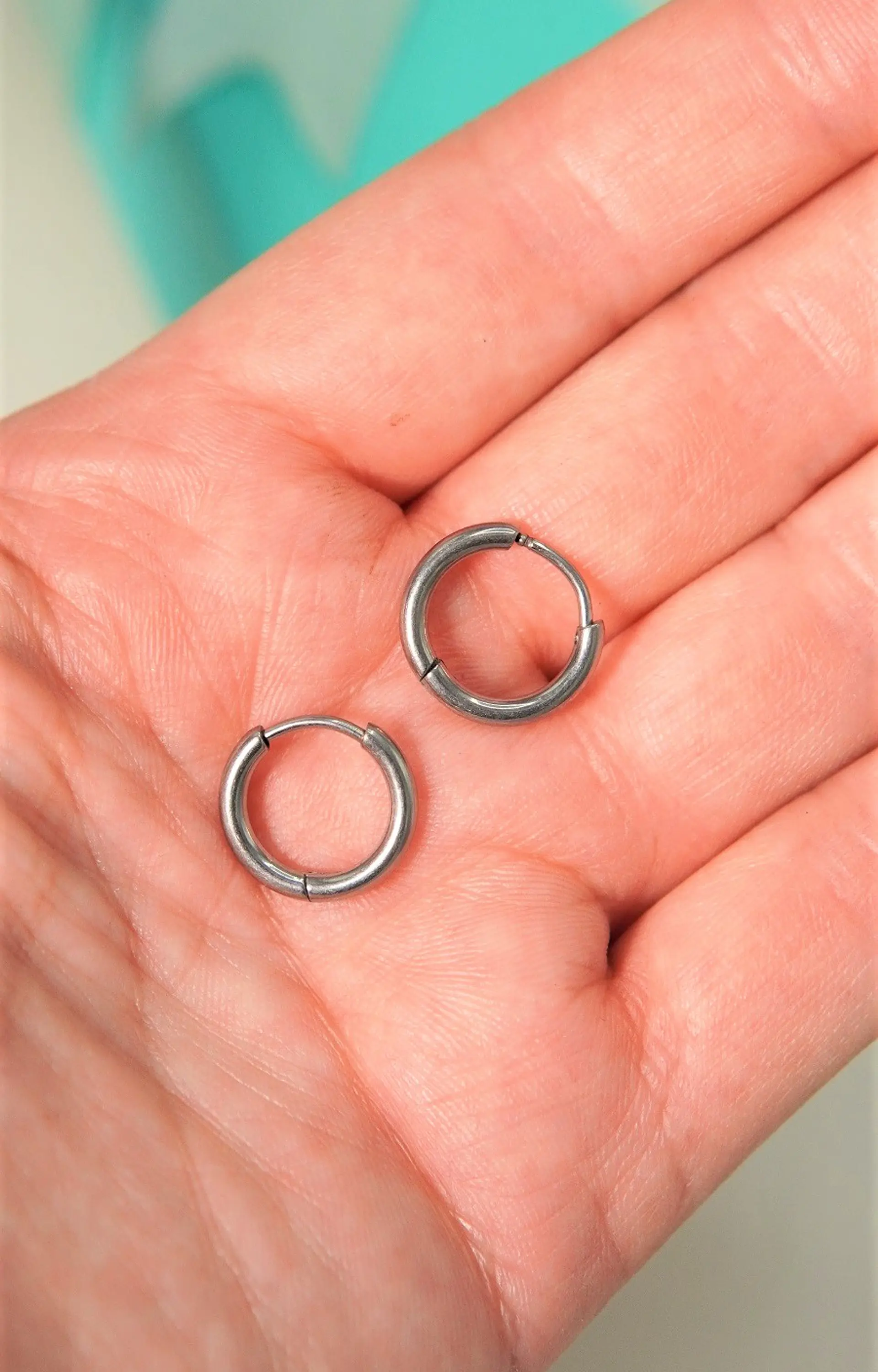 Argollas Aura Shine 10mm Titanio Astm F136 plateadas 7