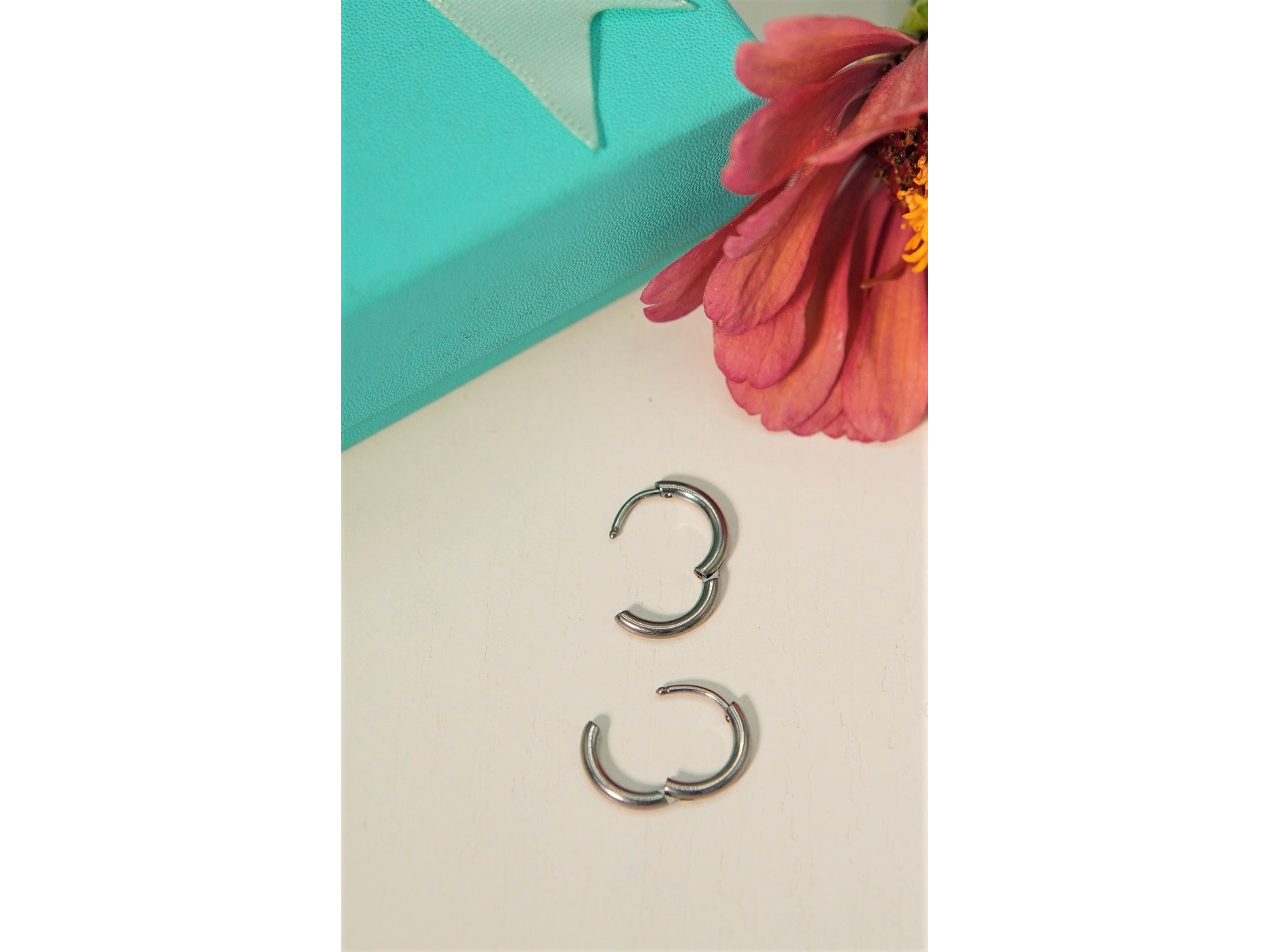 Argollas Lisas aura 10mm Titanio Astm F136 plateadas 5