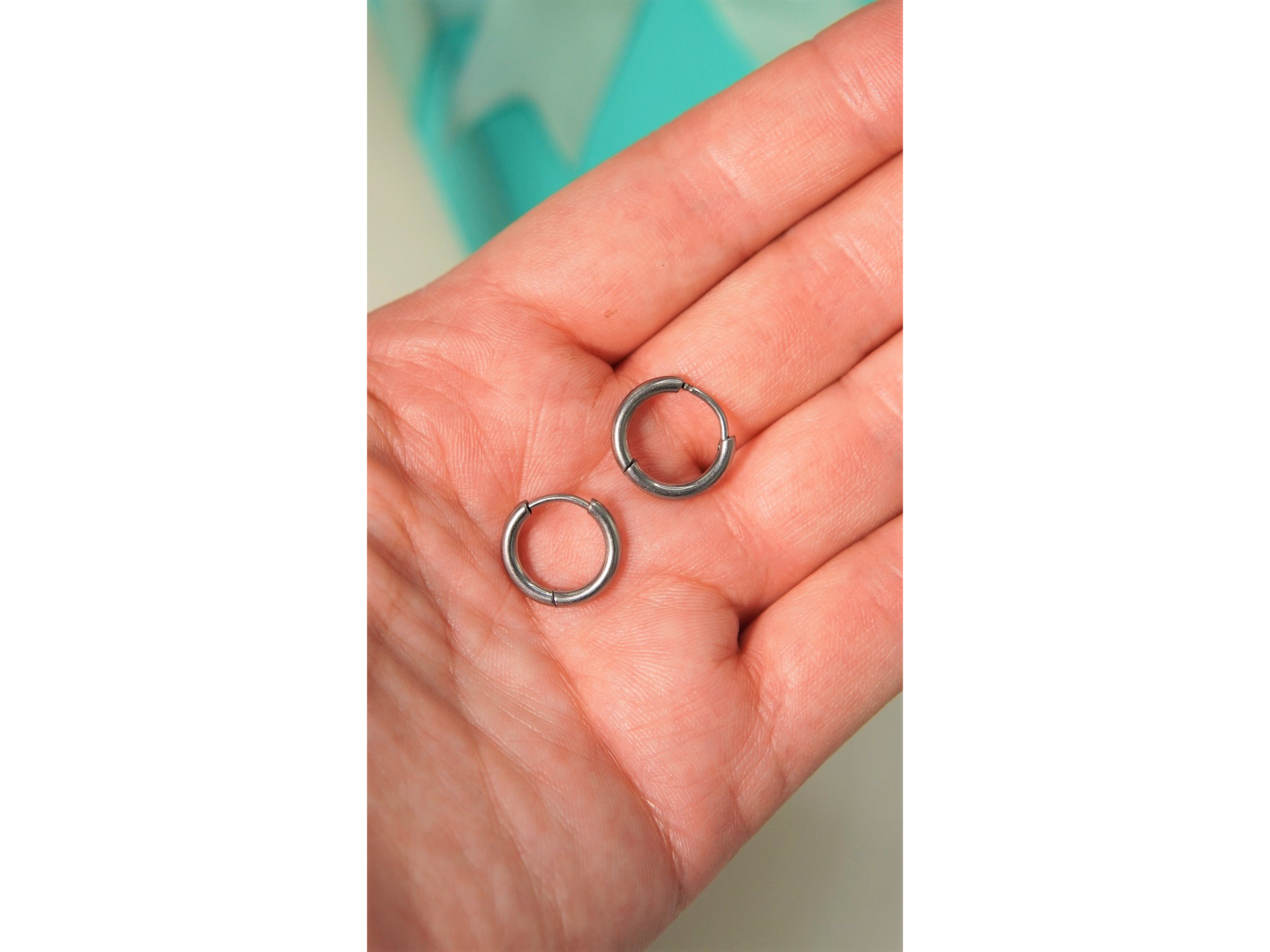 Argollas Lisas aura 10mm Titanio Astm F136 plateadas 4