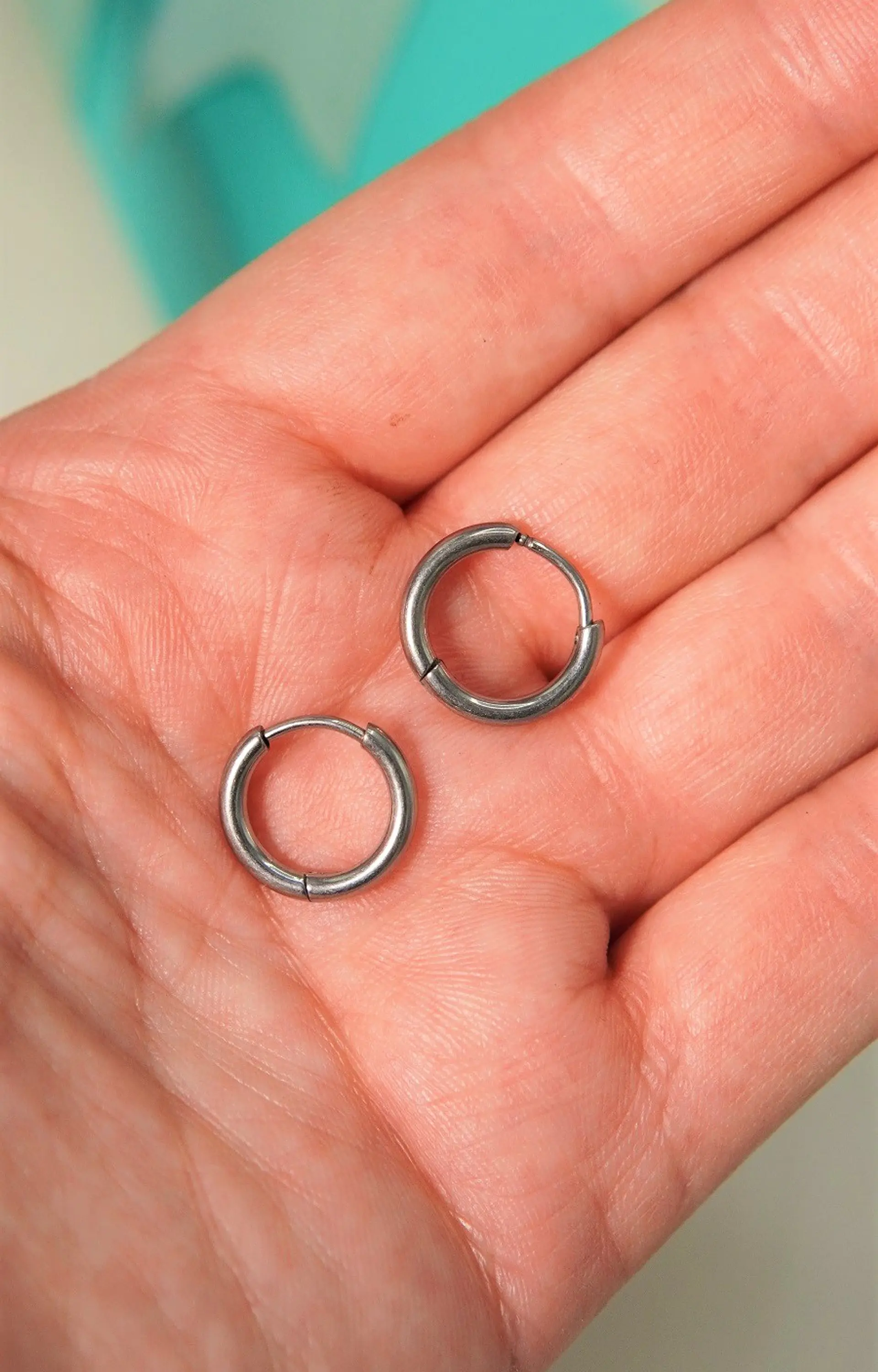 Argollas Lisas aura 10mm Titanio Astm F136 plateadas 4