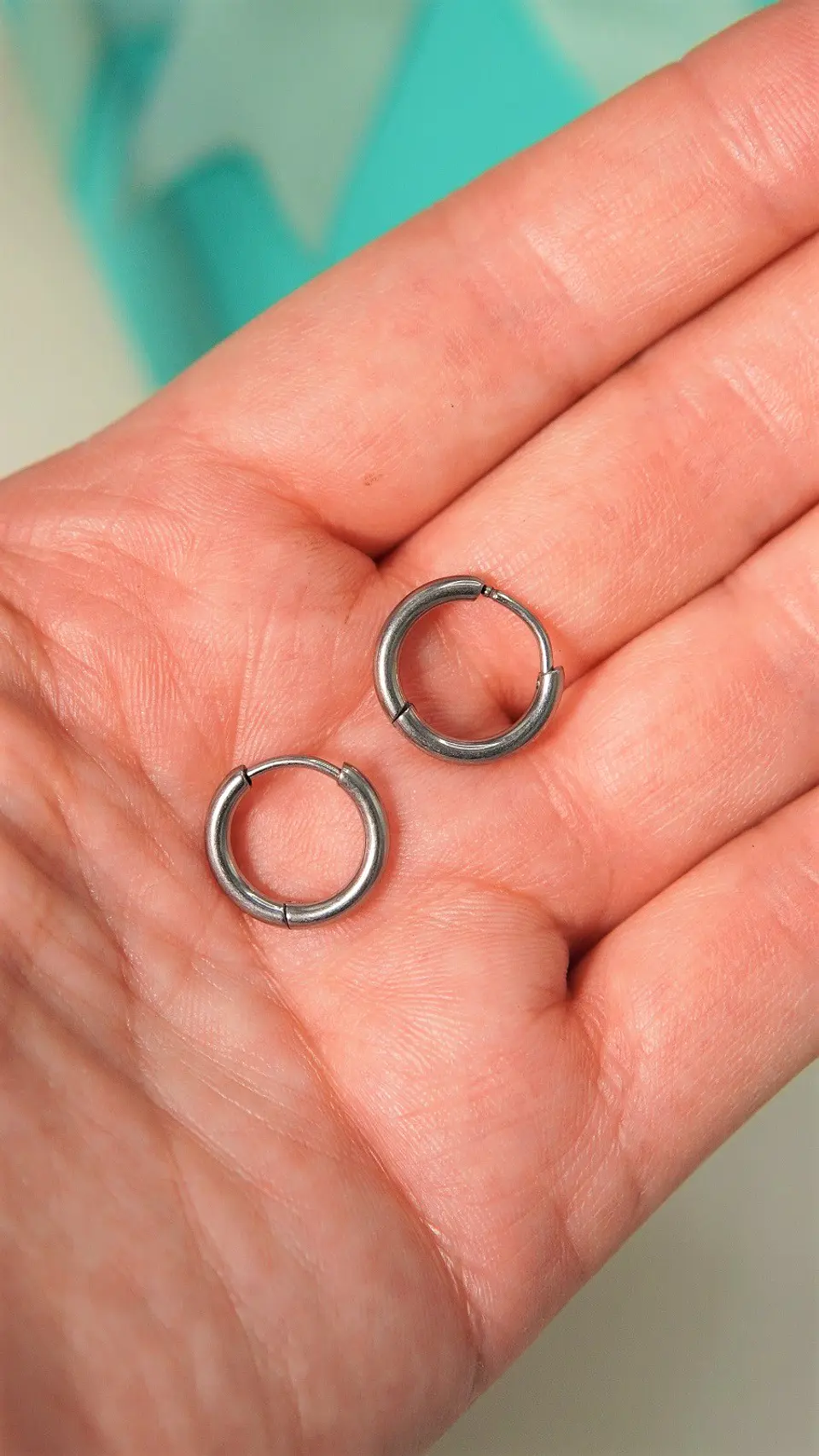Argollas Lisas aura 10mm Titanio Astm F136 plateadas 4