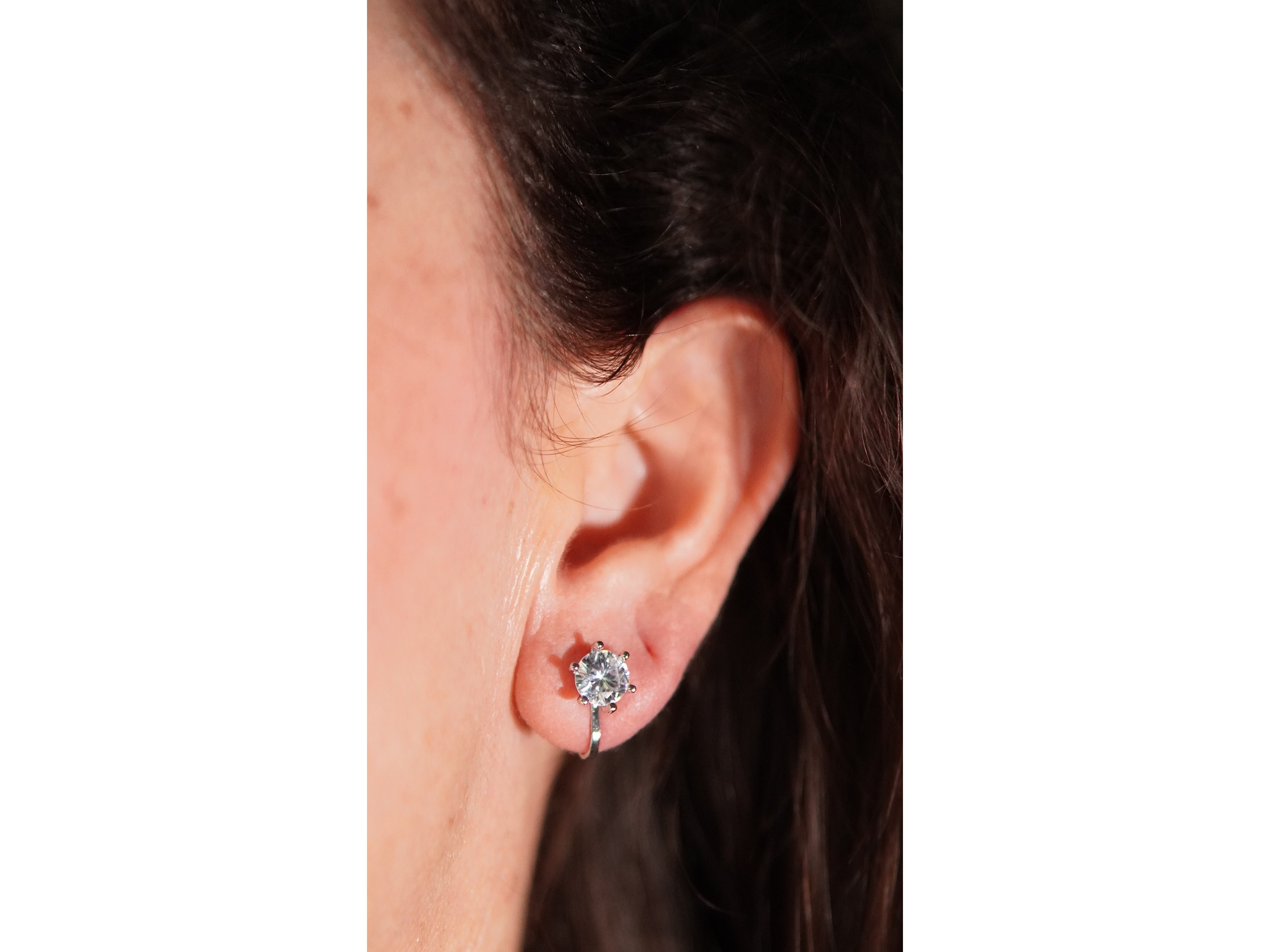 Aros Elizabeth sin perforacion punto de luz elegante plateados 2