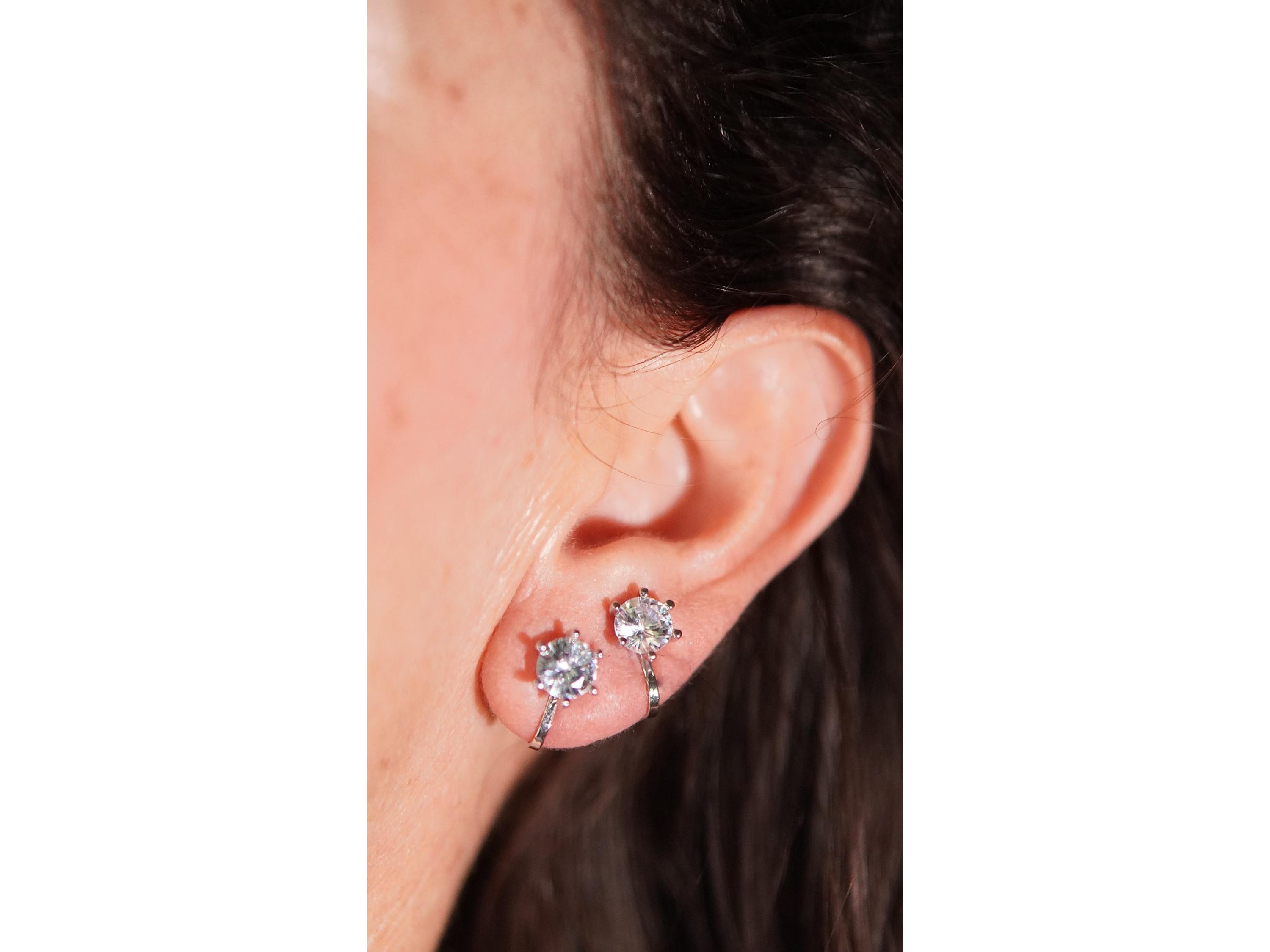 Aros Elizabeth sin perforacion punto de luz elegante plateados 7