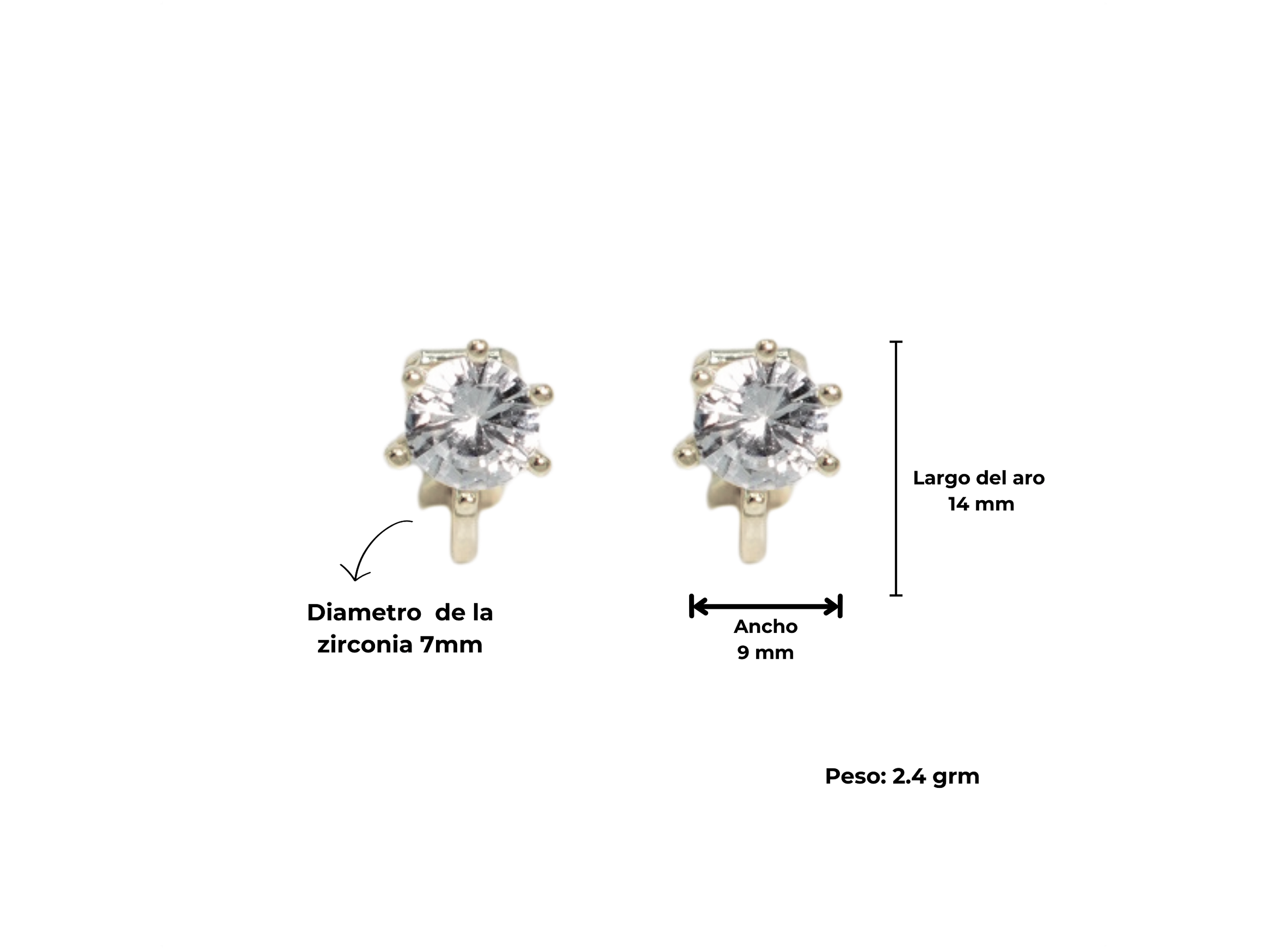 Aros Elizabeth sin perforacion punto de luz elegante plateados 3