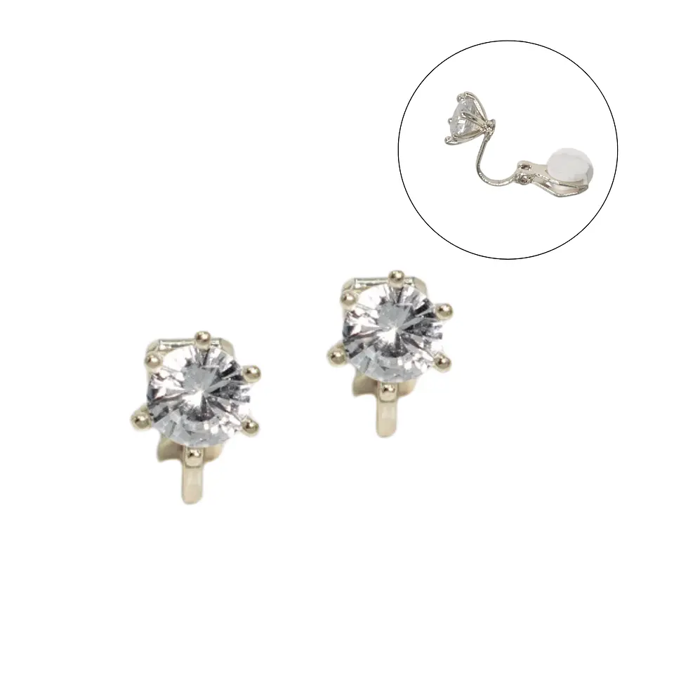 Aros Elizabeth sin perforacion punto de luz elegante plateados 1