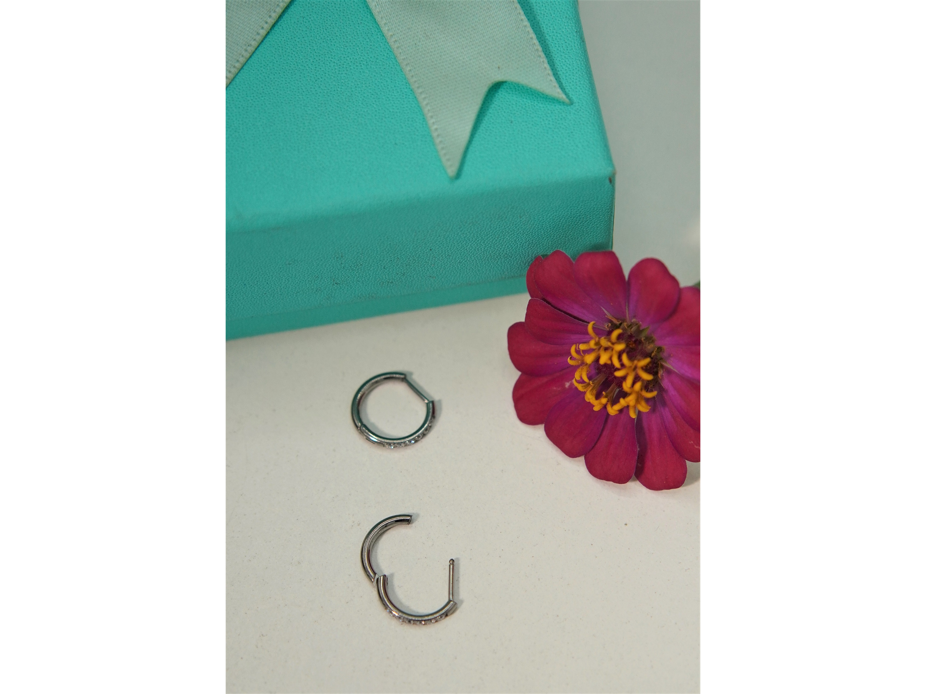 Argollas Aura Slim 10mm Zirconias titanio ASTM F136 cierre ballesta 4