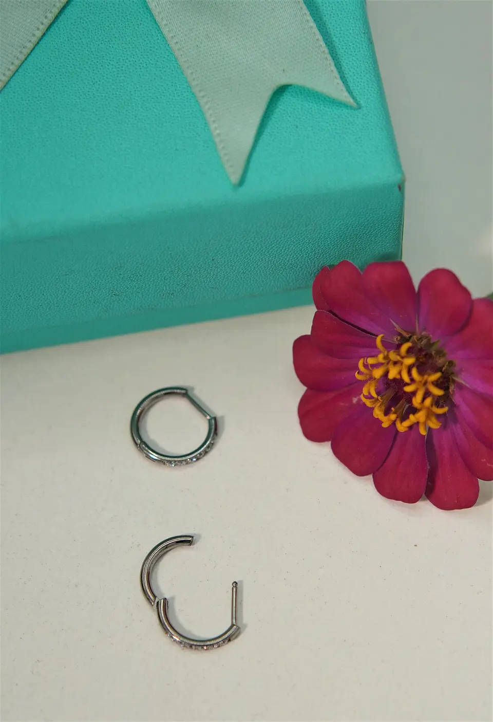 Argollas Aura Slim 10mm Zirconias titanio ASTM F136 cierre ballesta 4