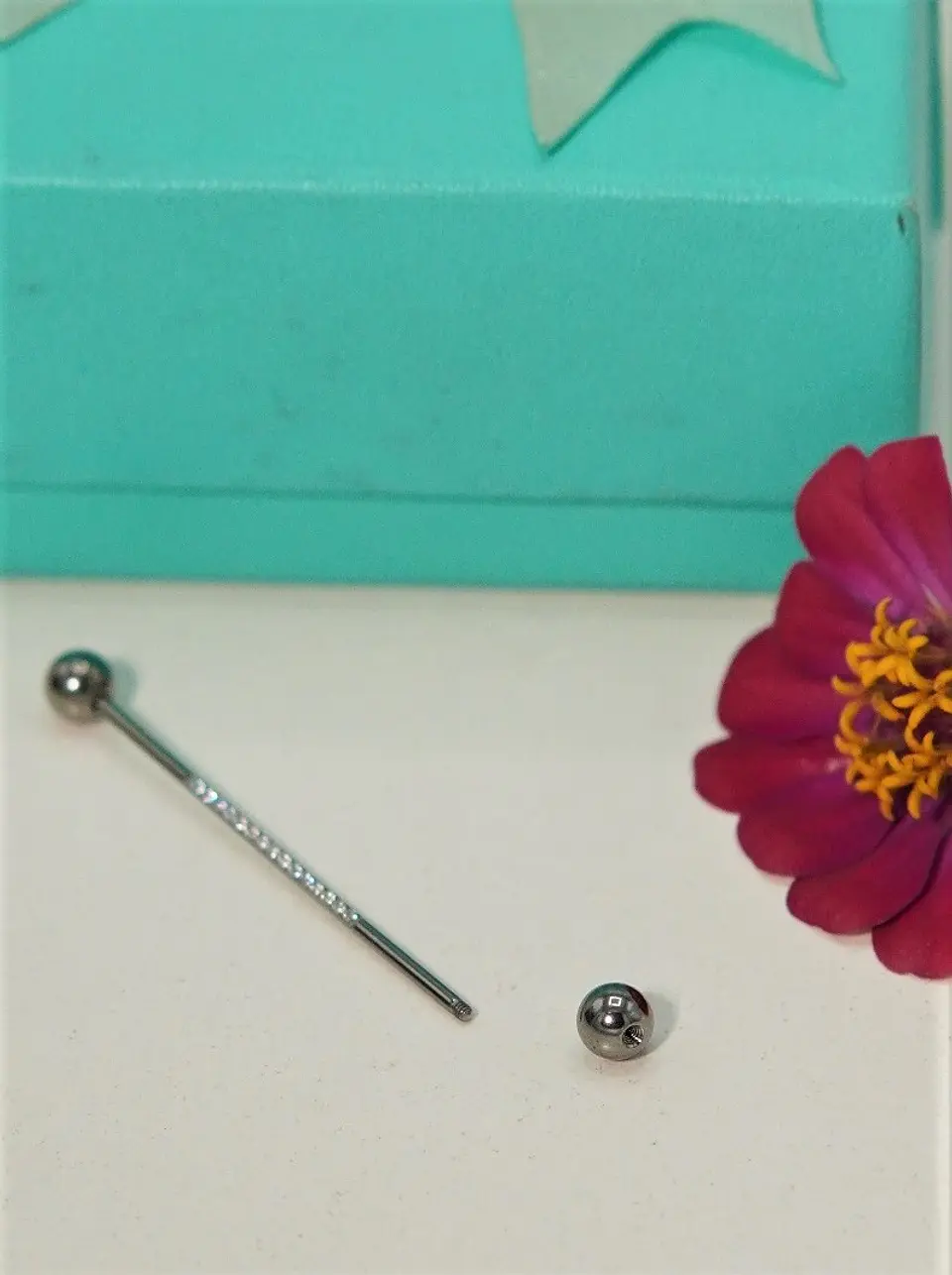 Piercing Industrial Lili Titanio ASTM F-136 Plateado Zirconias 5