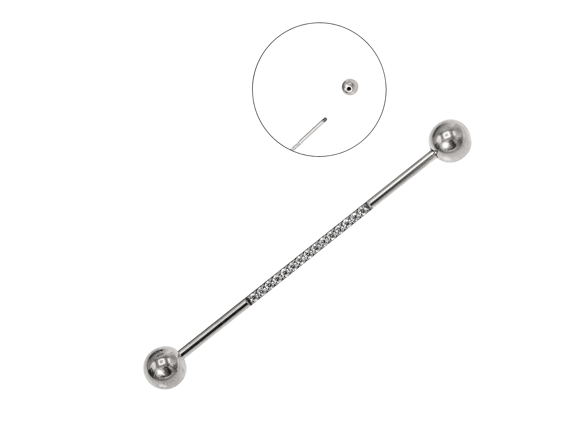 Piercing Industrial Titanio ASTM F-136 Plateado Zirconias 1