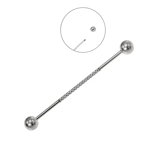 Piercing Industrial Lili Titanio ASTM F-136 Plateado Zirconias
