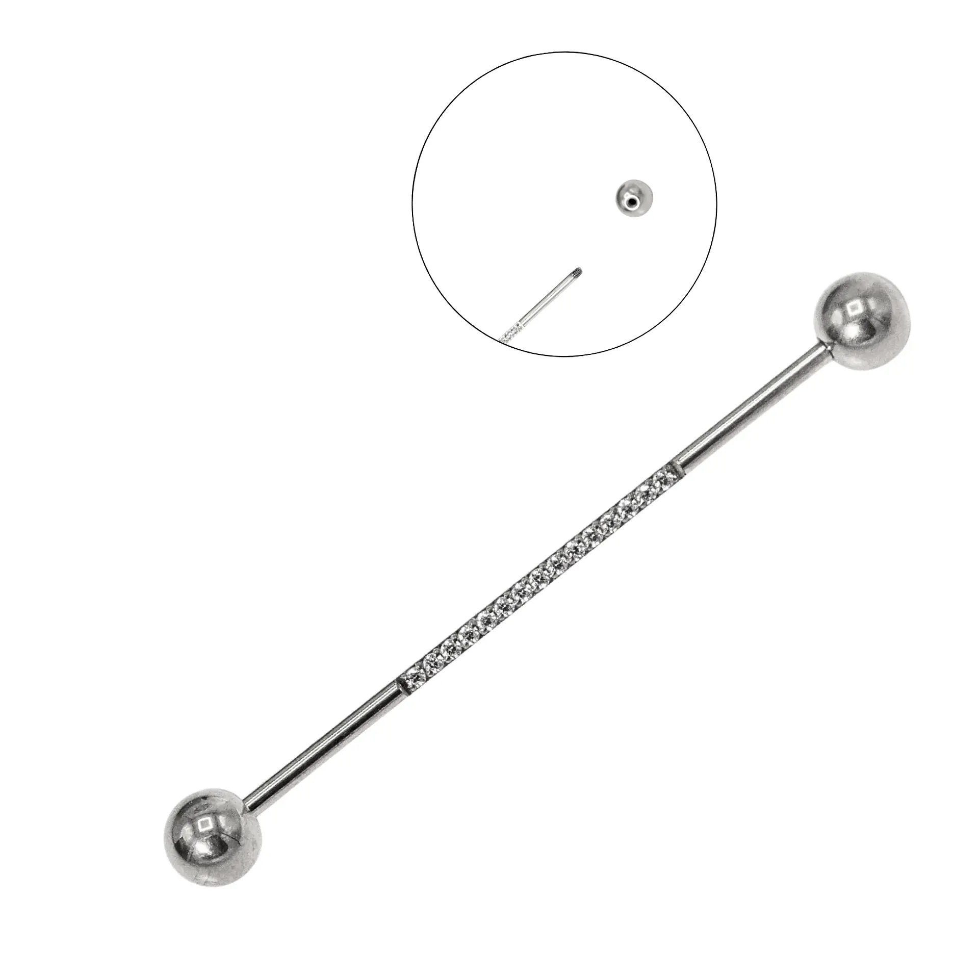 Piercing Industrial Lili Titanio ASTM F-136 Plateado Zirconias 1