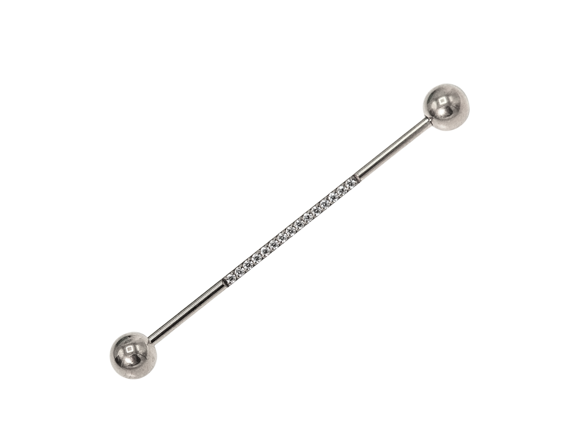 Piercing Industrial Titanio ASTM F-136 Plateado Zirconias 8