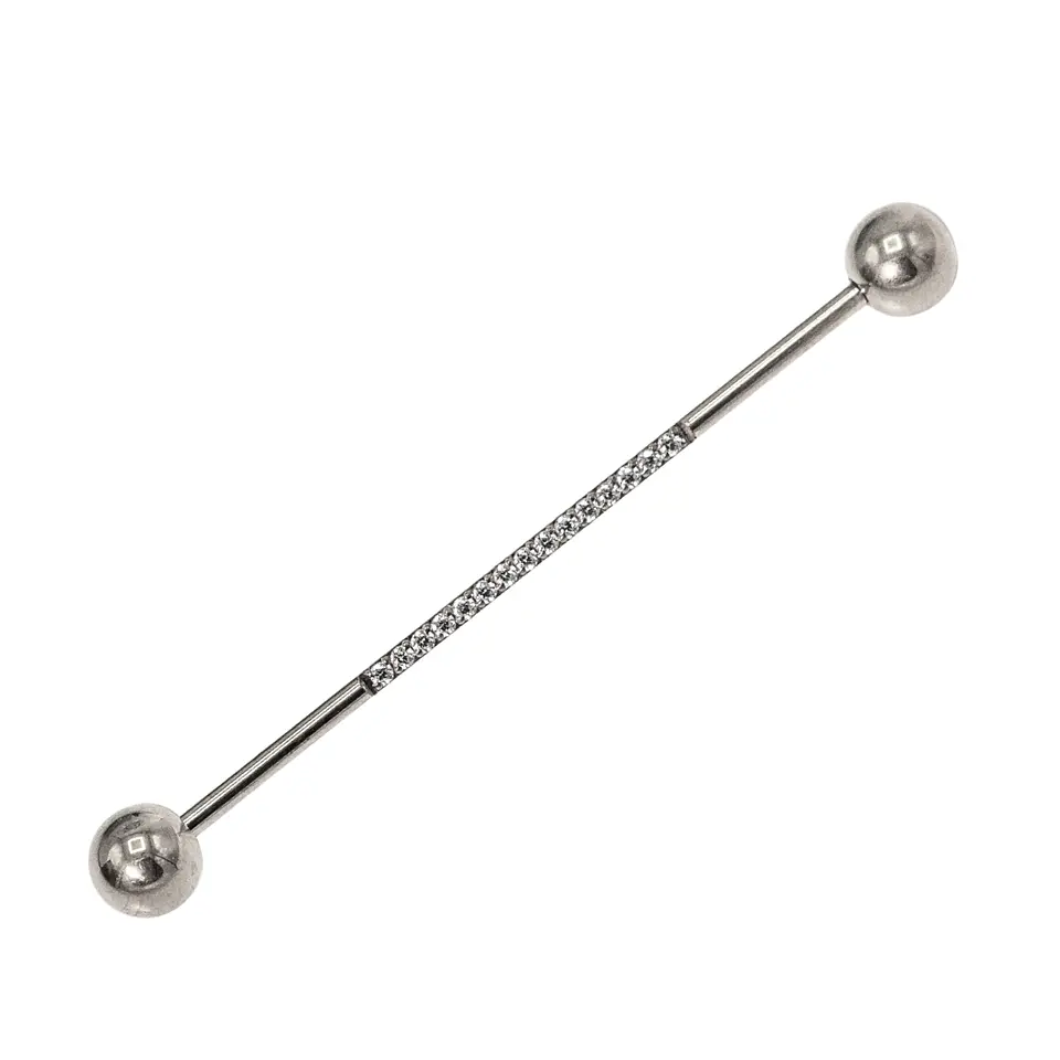 Piercing Industrial Lili Titanio ASTM F-136 Plateado Zirconias 8