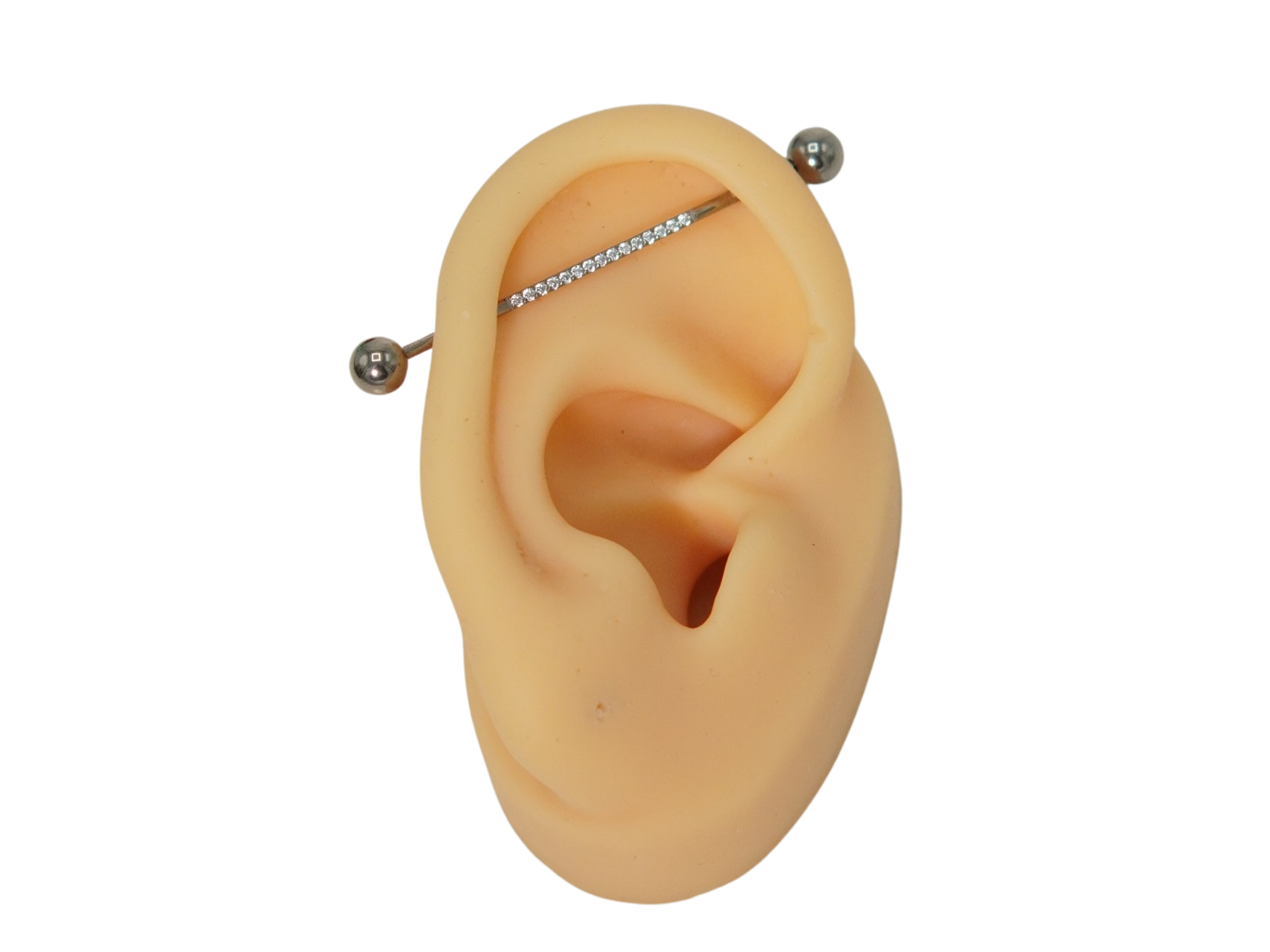 Piercing Industrial Titanio ASTM F-136 Plateado Zirconias 2