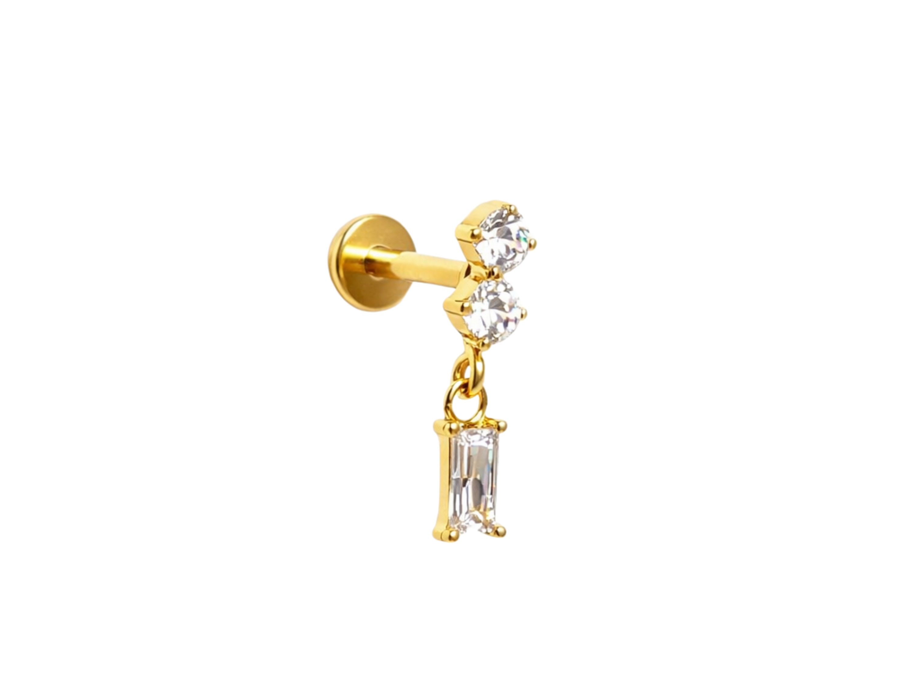 Piercing Ivis labret colgante zirconia 16G Titanio F136 dorado 8