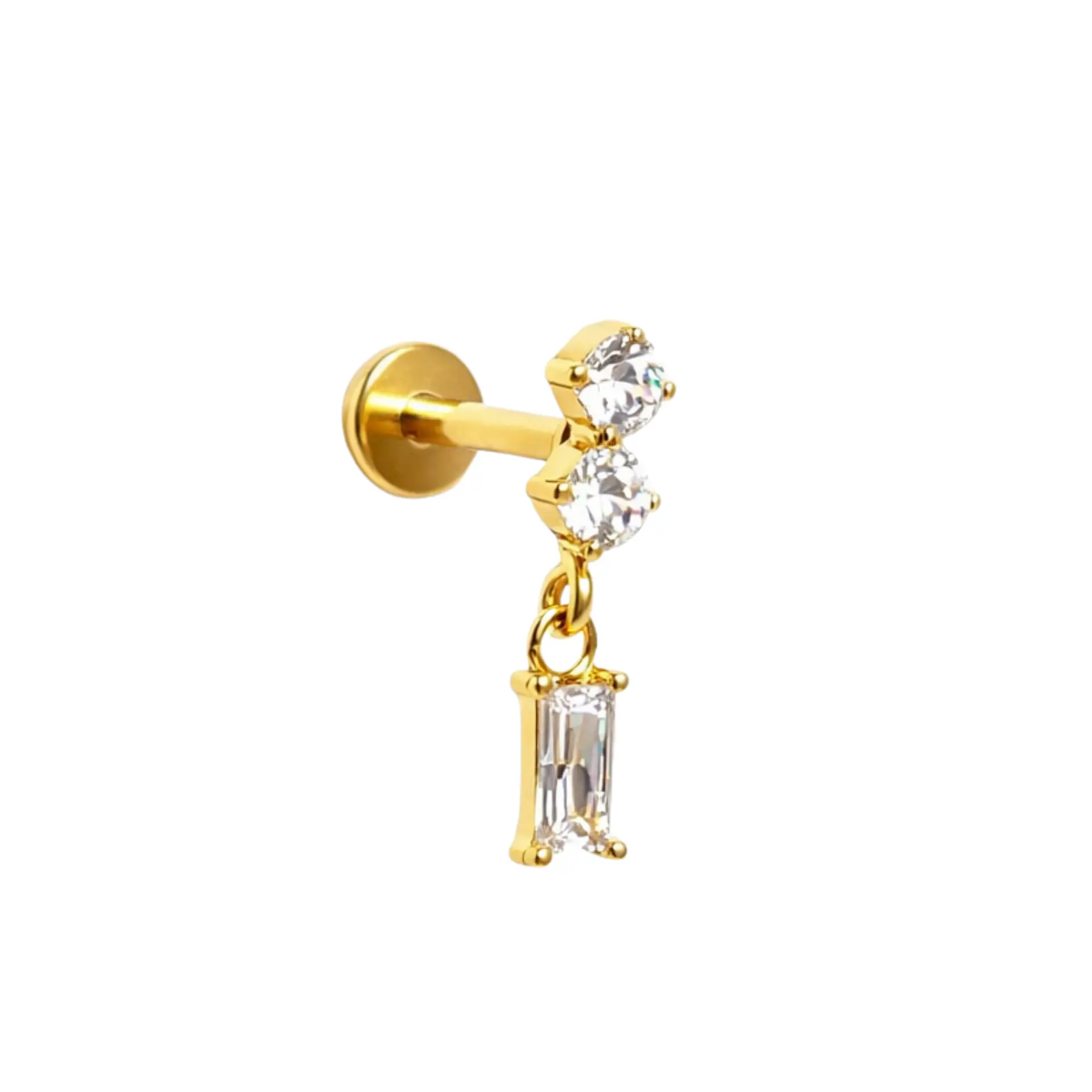 Piercing Ivis labret colgante zirconia 16G Titanio F136 dorado 8