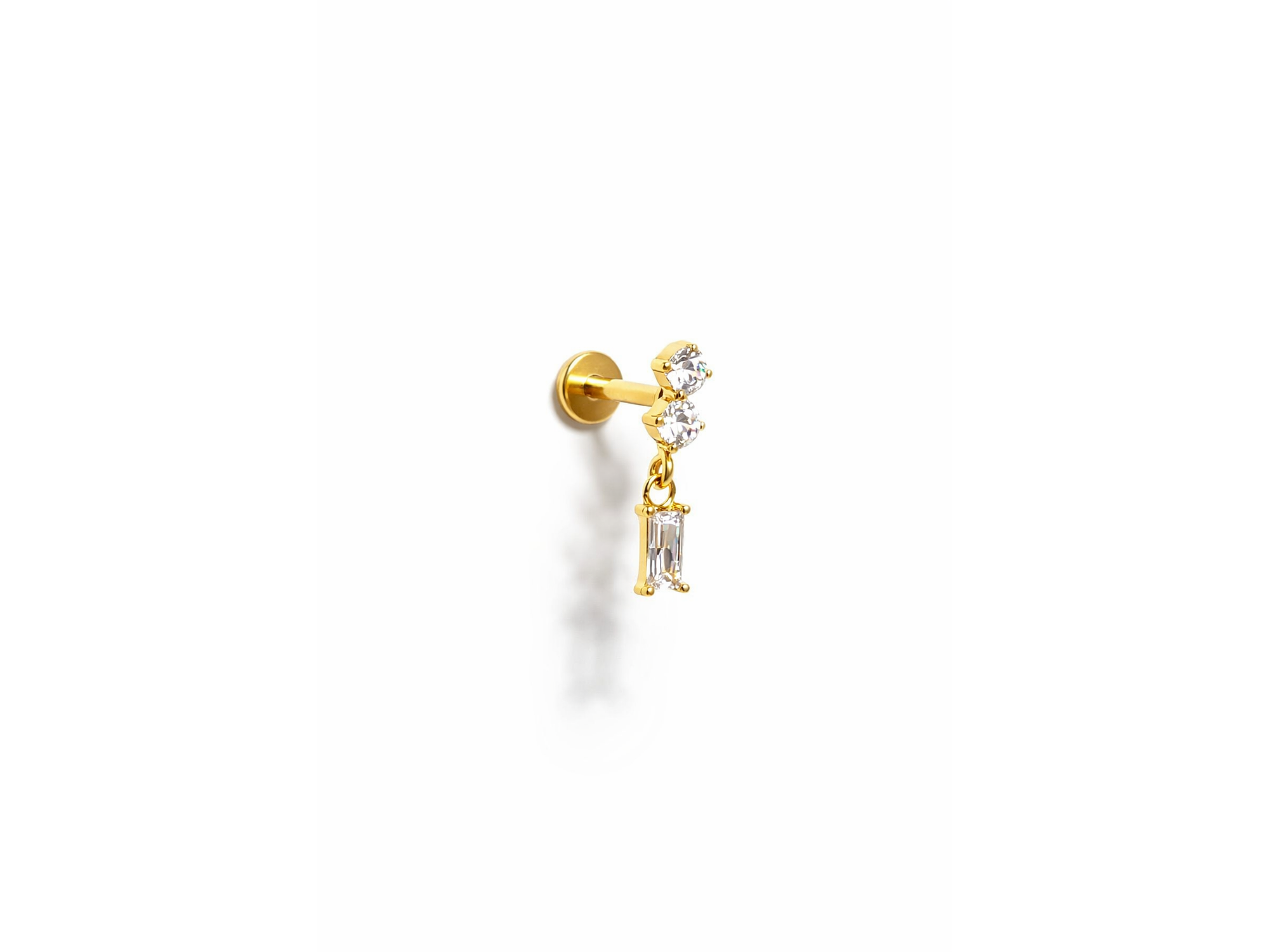 Piercing Ivis labret colgante zirconia 16G Titanio F136 dorado 4