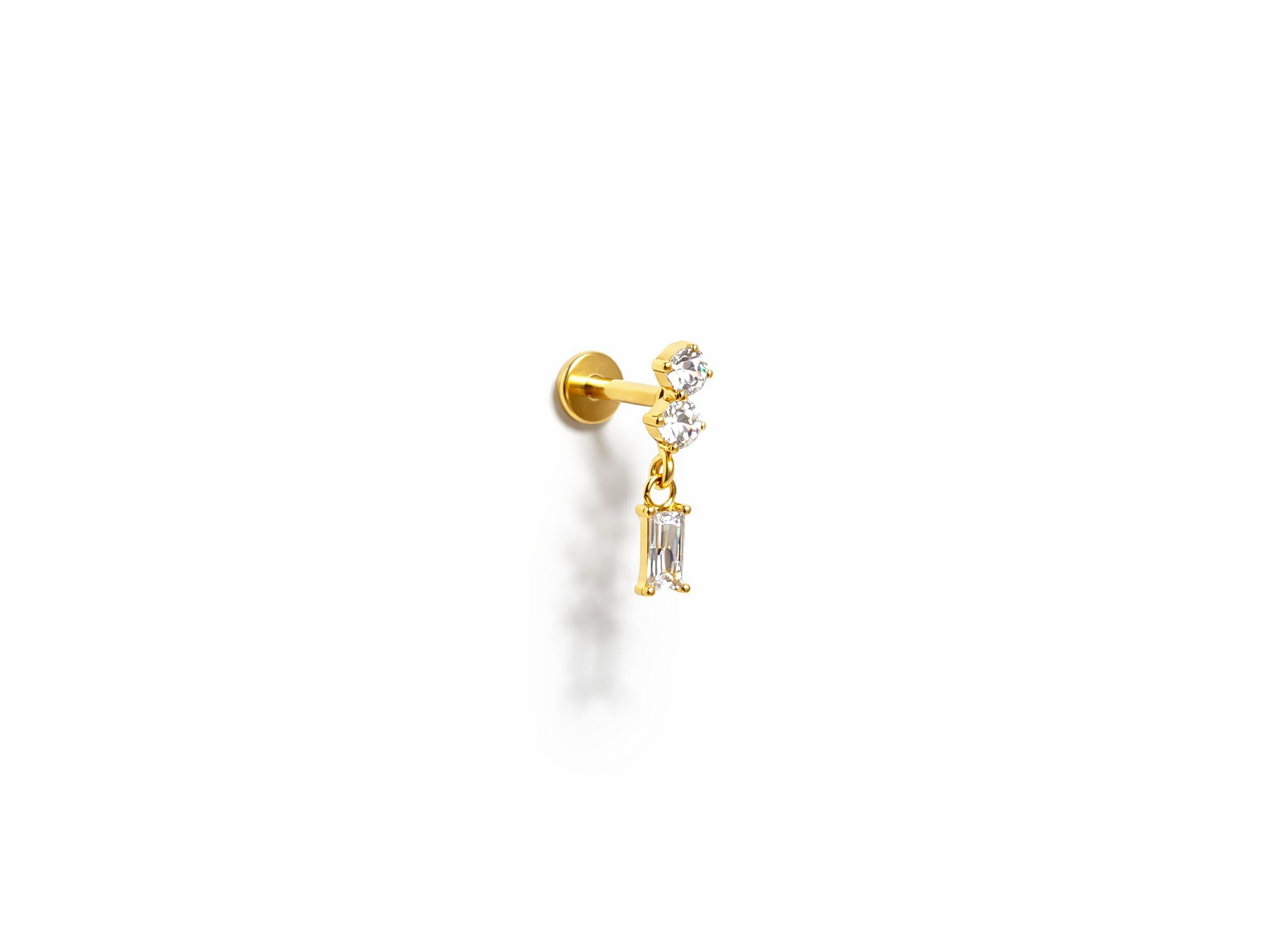 Piercing Ivis labret colgante zirconia 16G Titanio F136 dorado 4