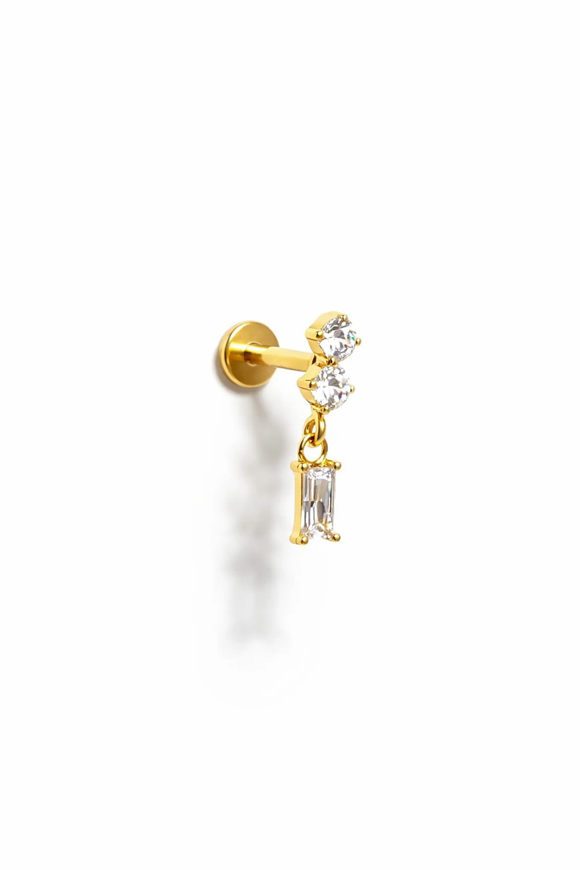 Piercing Ivis labret colgante zirconia 16G Titanio F136 dorado 4