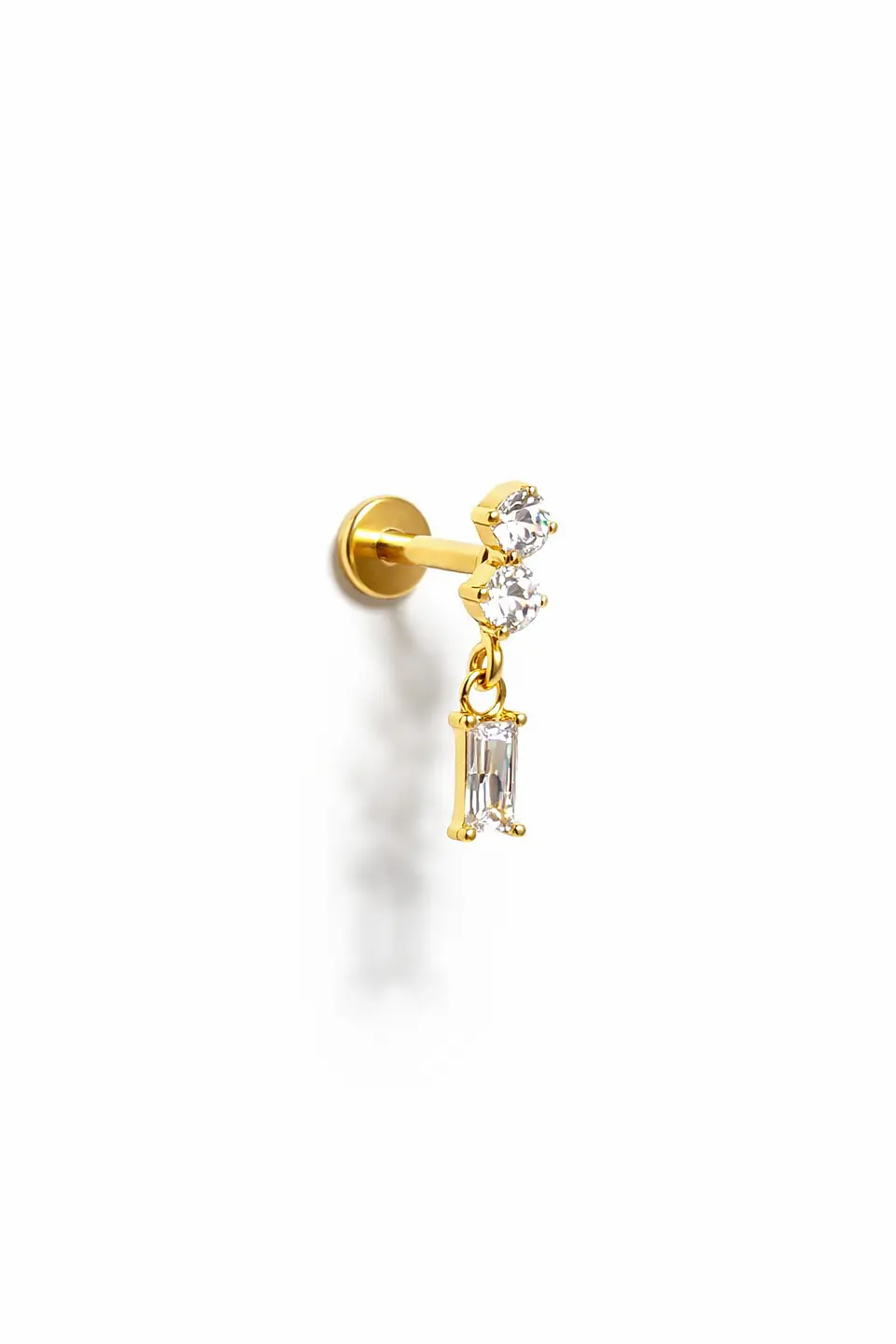 Piercing Ivis labret colgante zirconia 16G Titanio F136 dorado 4