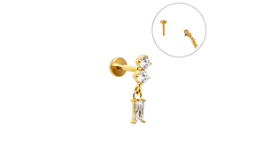 Piercing Ivis labret colgante zirconia 16G Titanio F136 dorado