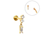 Piercing Ivis labret colgante zirconia 16G Titanio F136 dorado - Miniatura 1