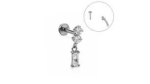 Piercing Ivis labret colgante zirconia 16G Titanio F136 plateados