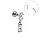 Piercing Ivis labret colgante zirconia 16G Titanio F136 plateados - Miniatura 1
