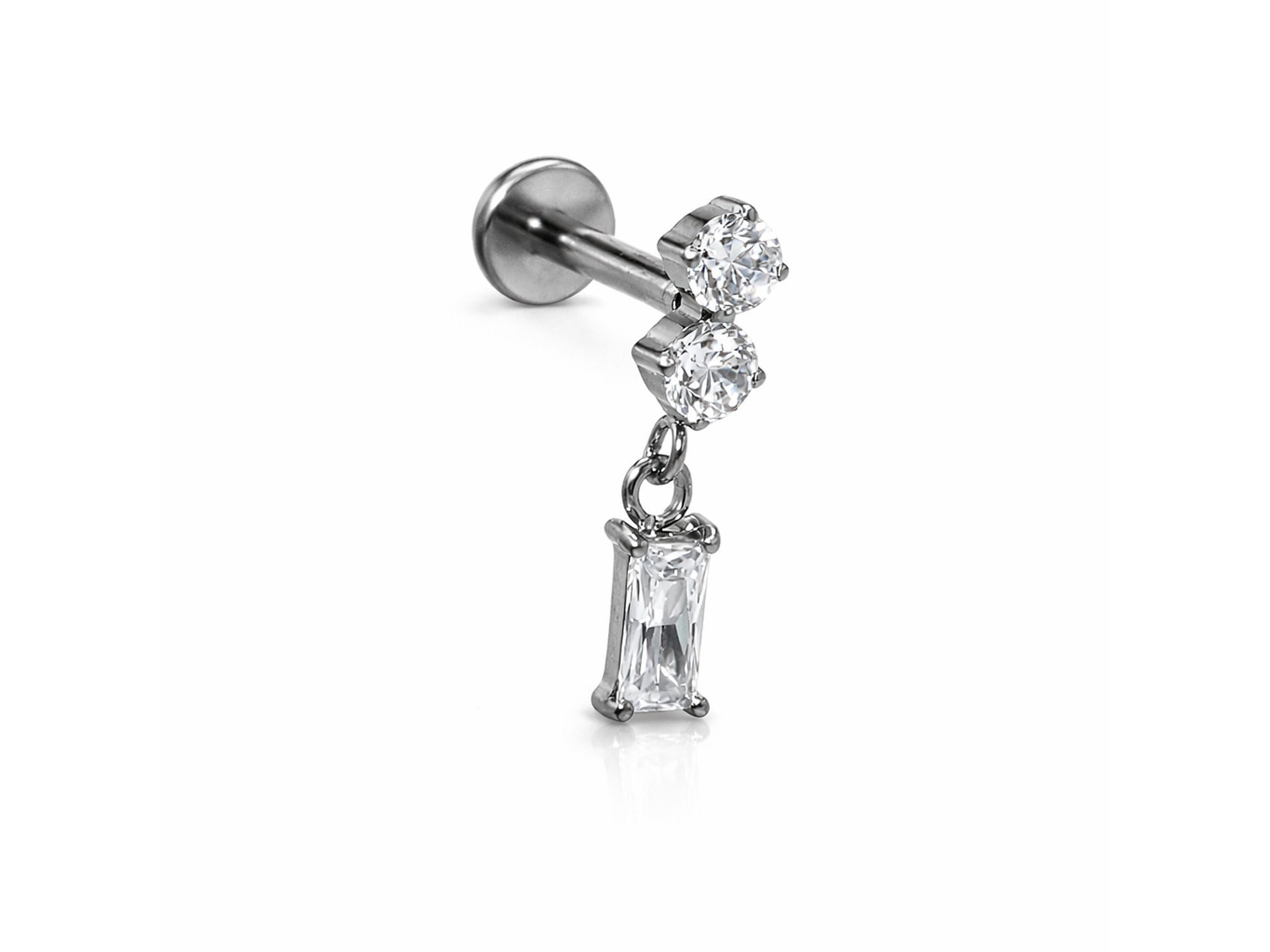 Piercing Ivis labret colgante zirconia 16G Titanio F136 plateados 8