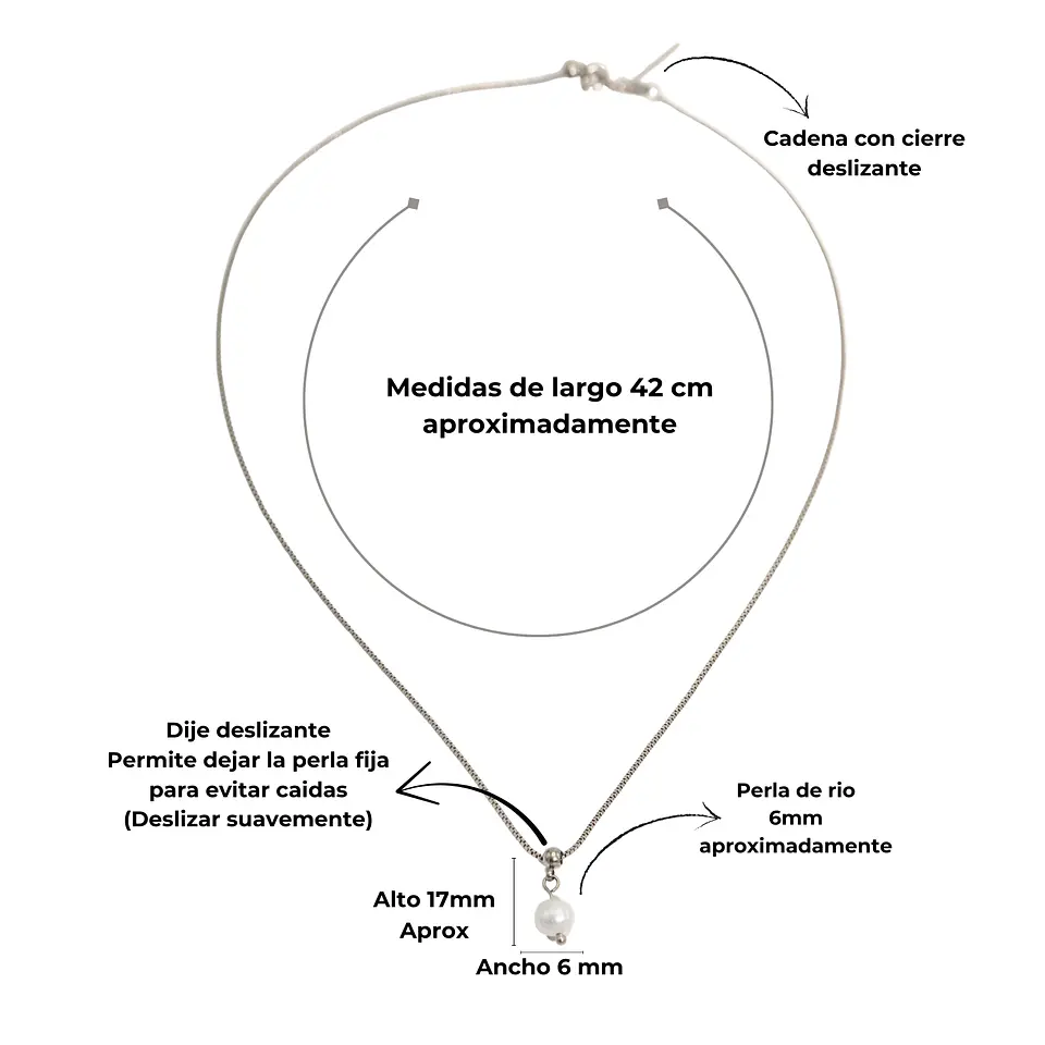 Collar ajustable Nerea perla de rio plateada Riviere 3