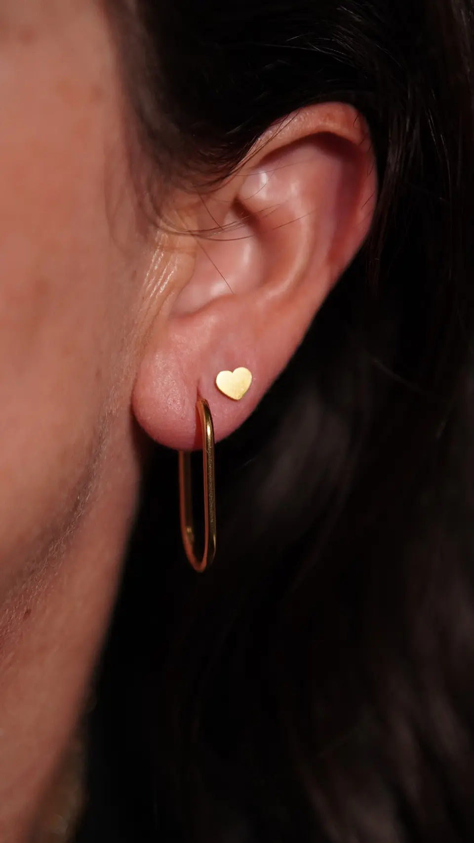 Aros abridores Elisa corazón seguro chapado en oro 18k 6