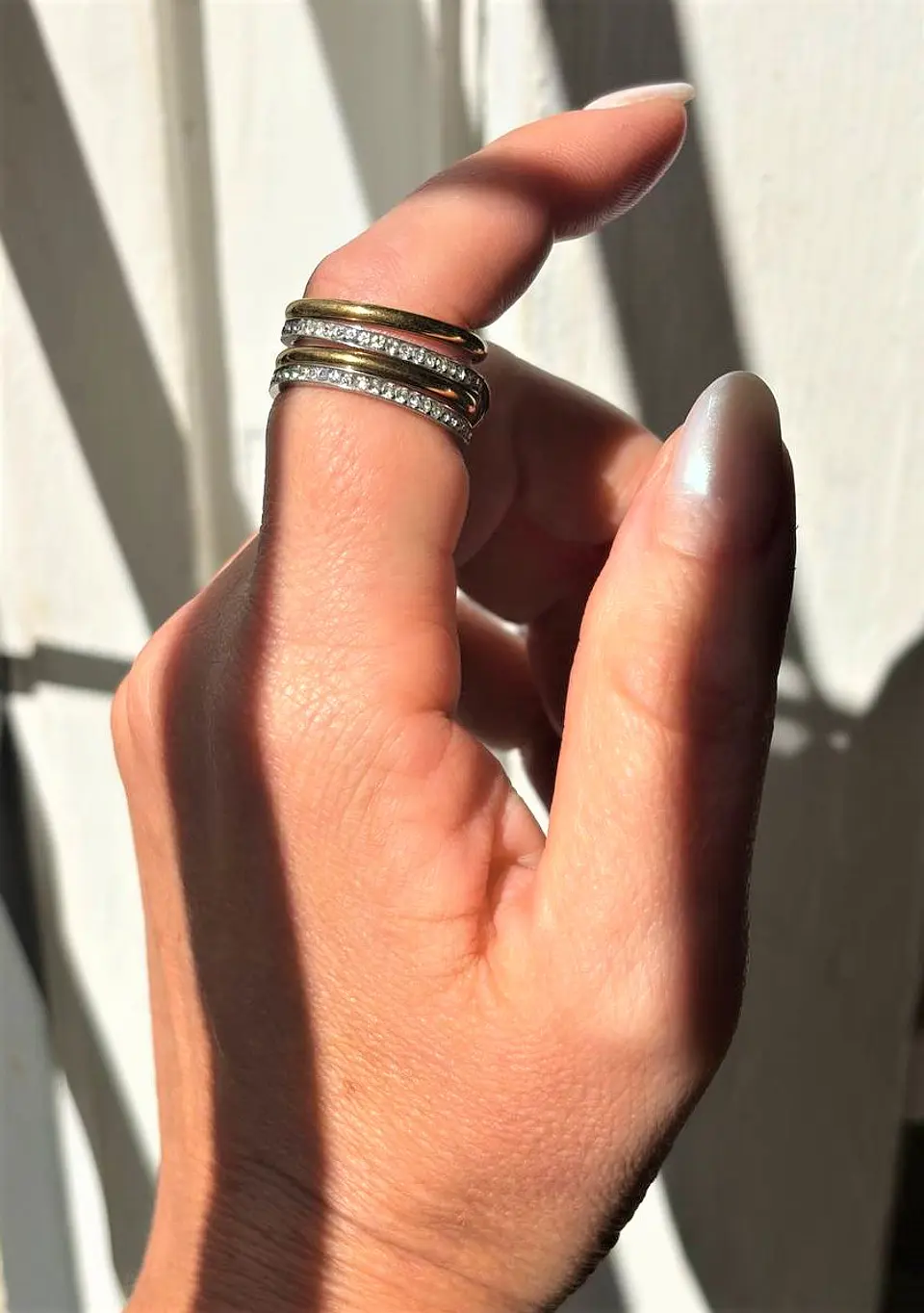Set 4 anillos apilables Analee chapado en oro 18k 8