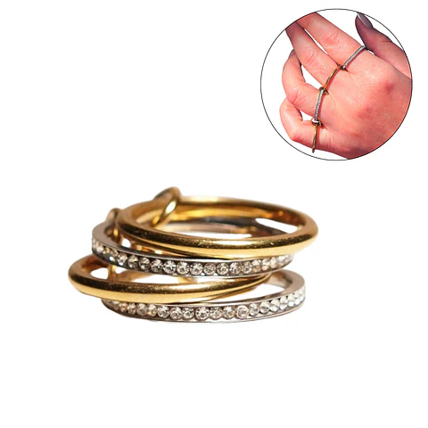 Set 4 anillos apilables Analee chapado en oro 18k
